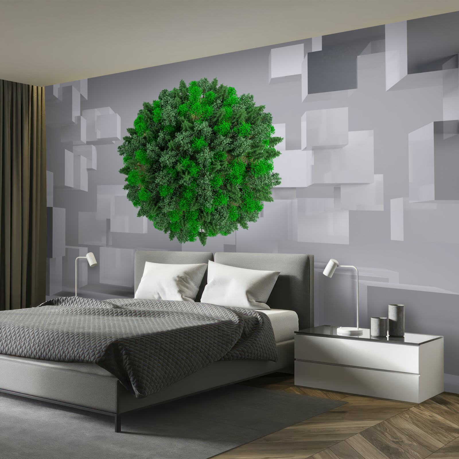 Fototapeta geometrická mapa pokrytá zeleným plášťom rastlín