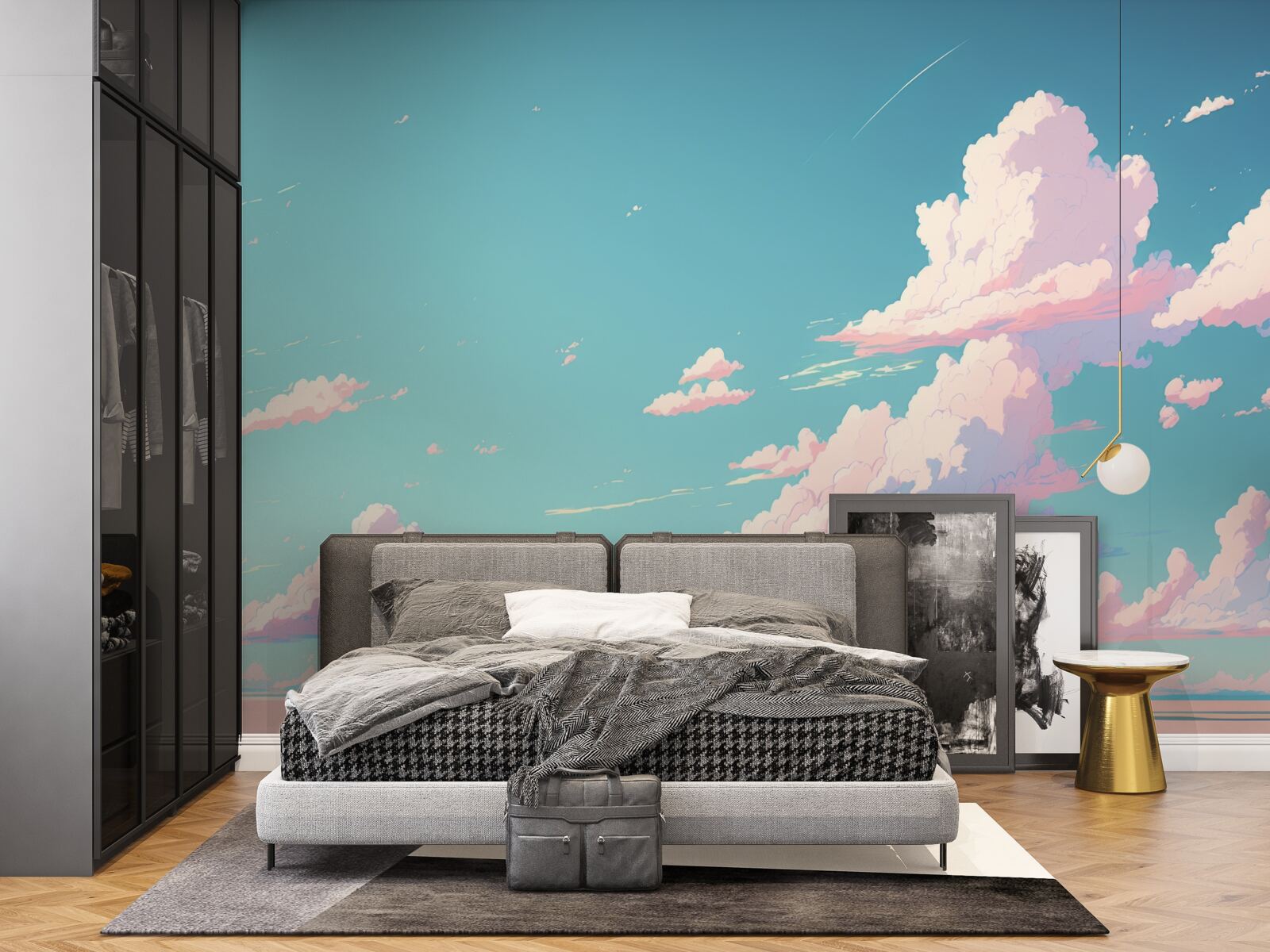 Fototapeta modrú oblohu zdobia ružové obláčiky