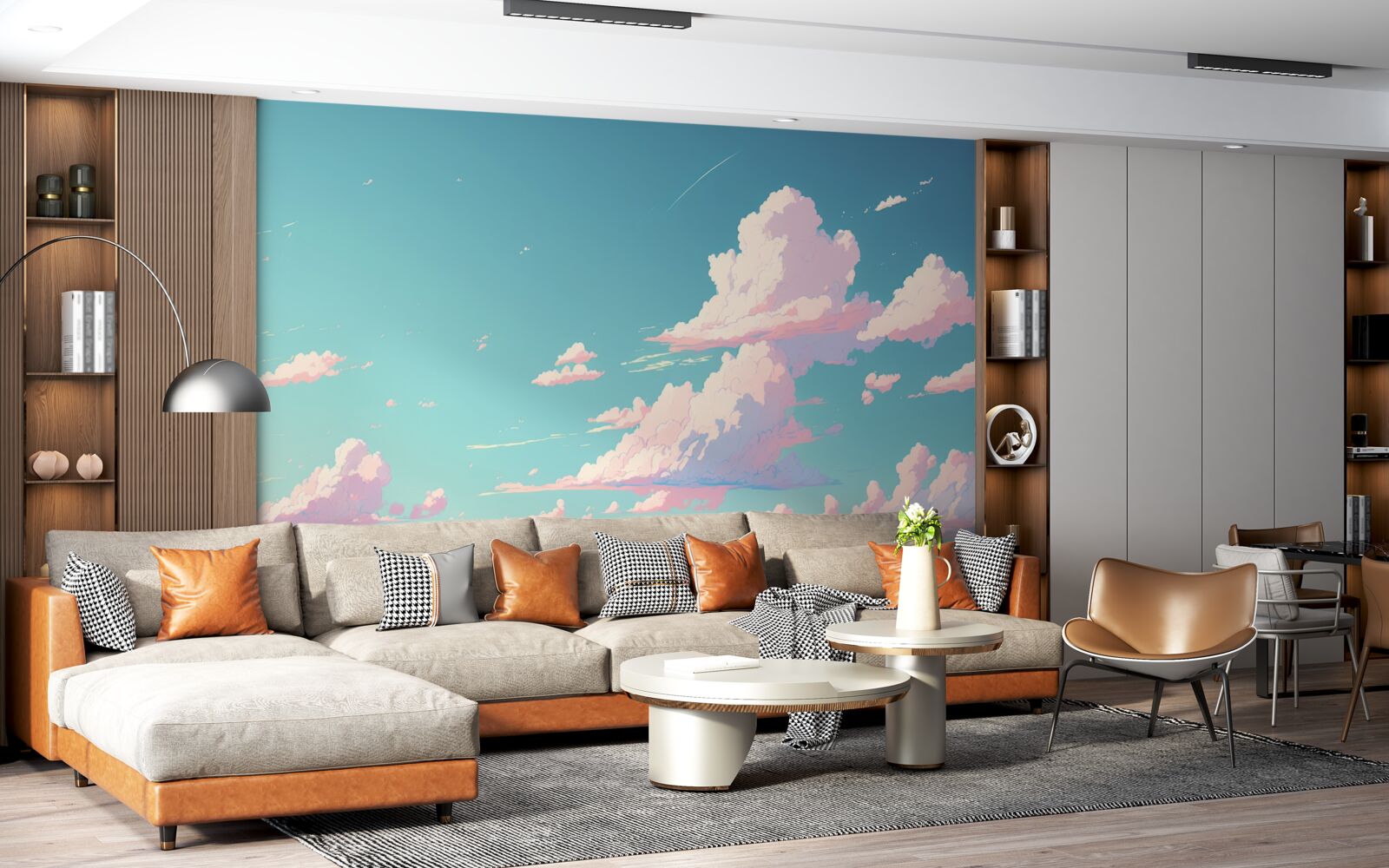 Fototapeta modrú oblohu zdobia ružové obláčiky