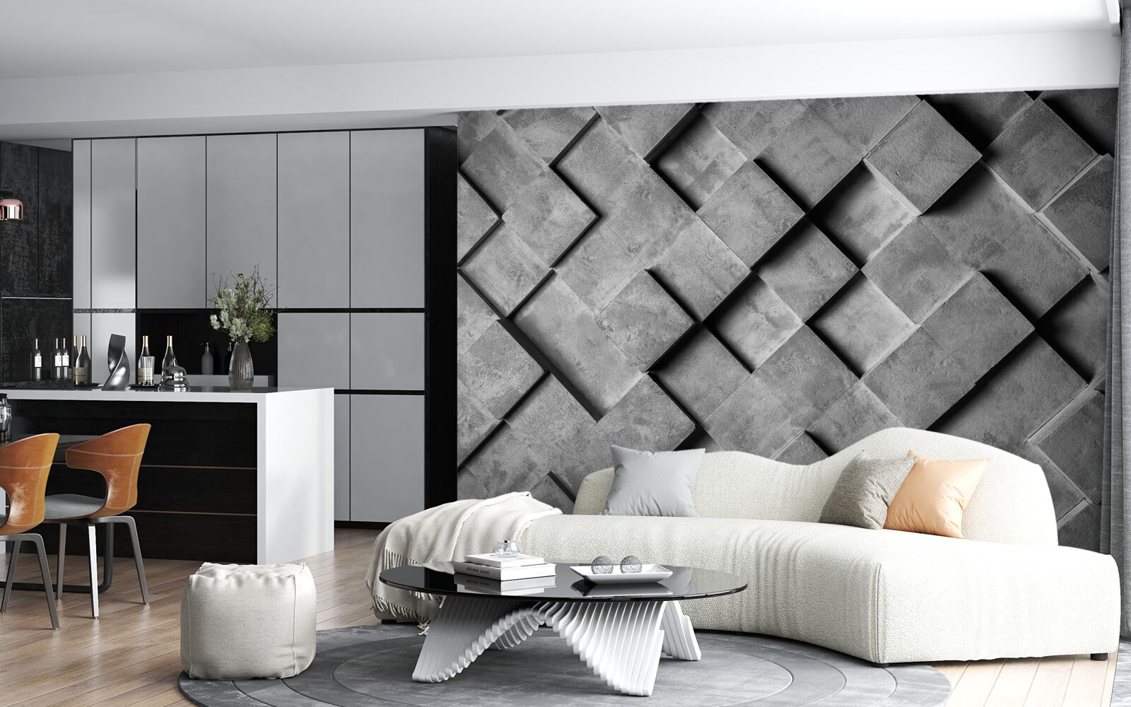 Fototapeta 3D obdĺžniky v šedej farbe