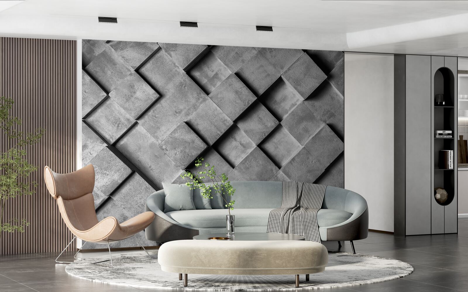 Fototapeta 3D obdĺžniky v šedej farbe