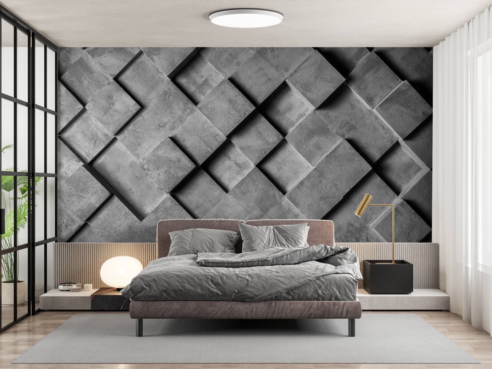 Fototapeta 3D obdĺžniky v šedej farbe