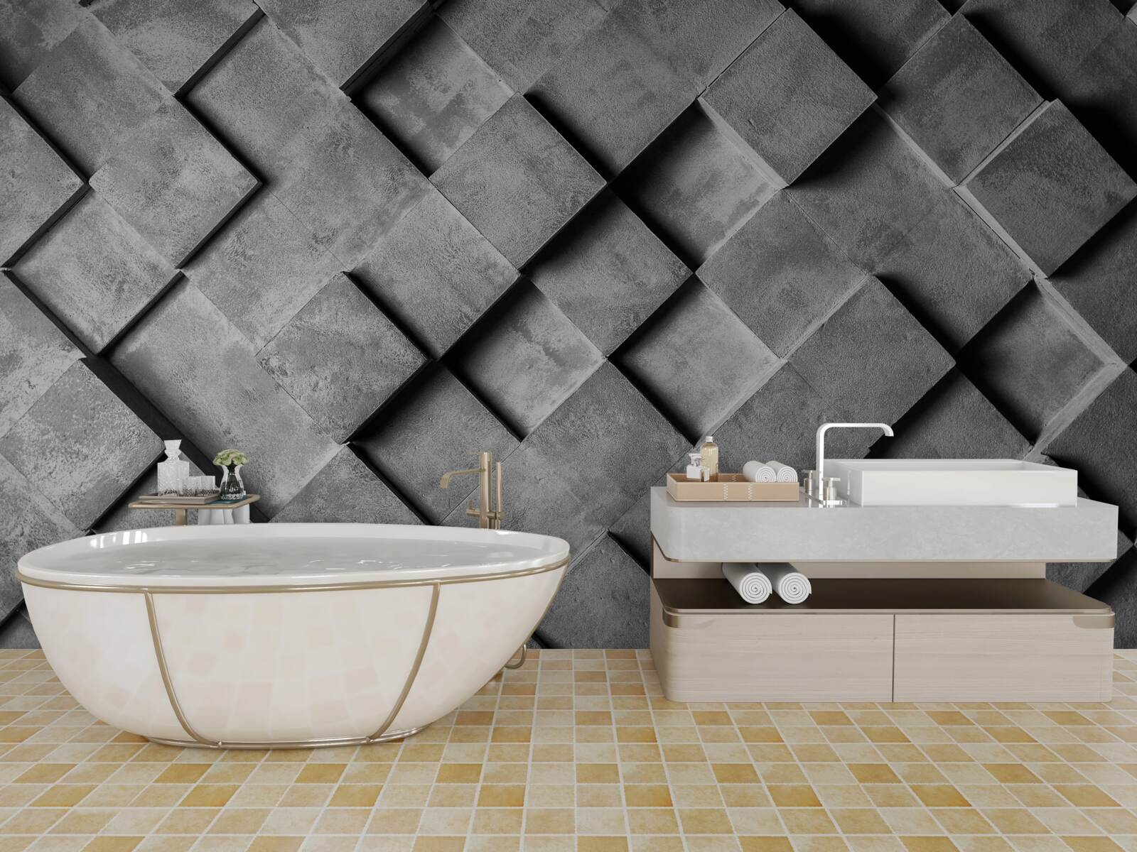 Fototapeta 3D obdĺžniky v šedej farbe