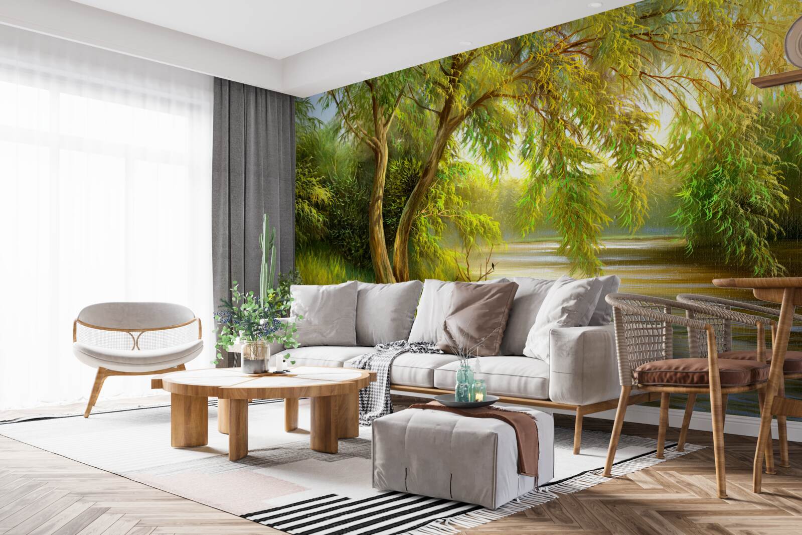 Fototapeta v lete sa vŕba smutne skláňa nad vodou