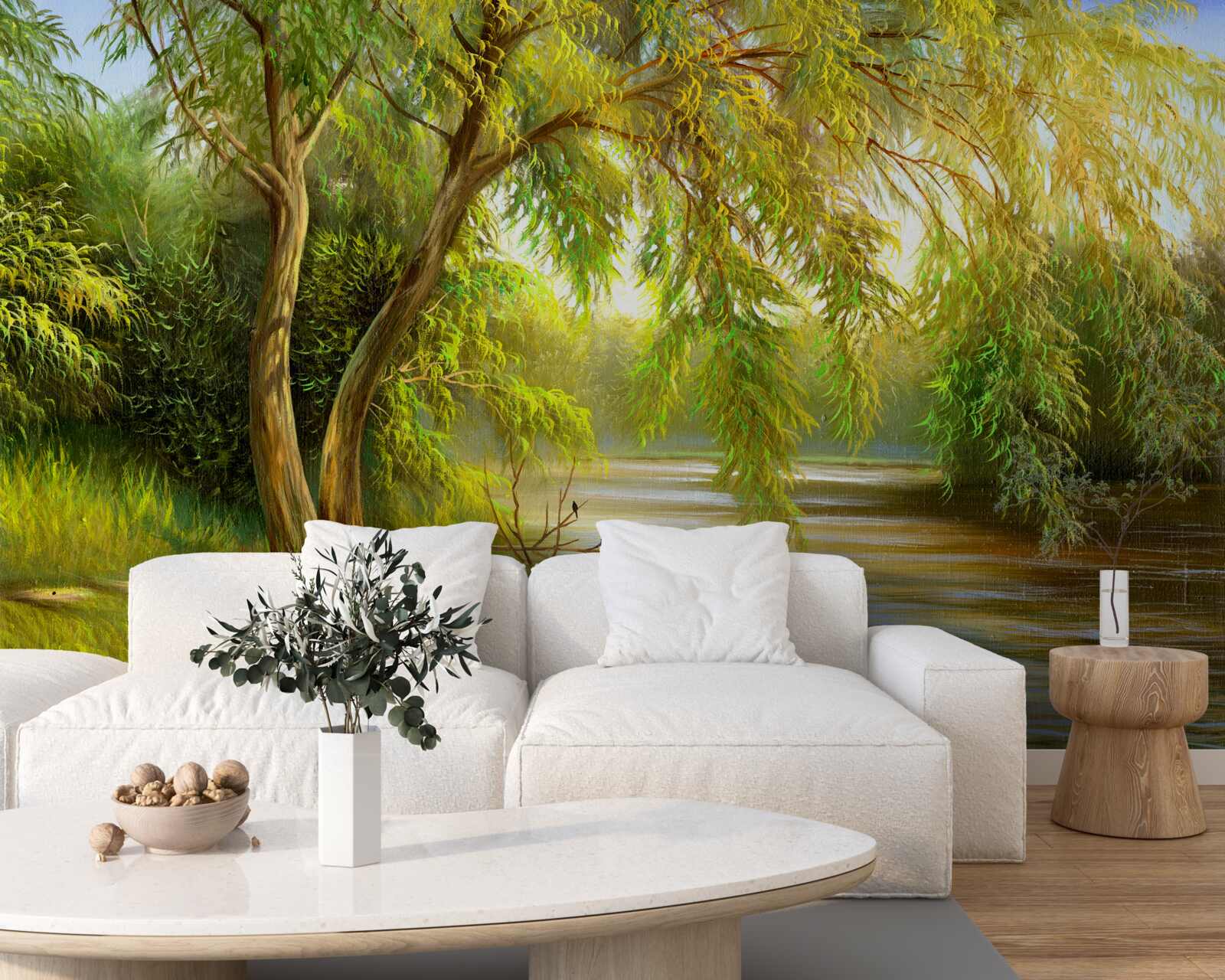 Fototapeta v lete sa vŕba smutne skláňa nad vodou