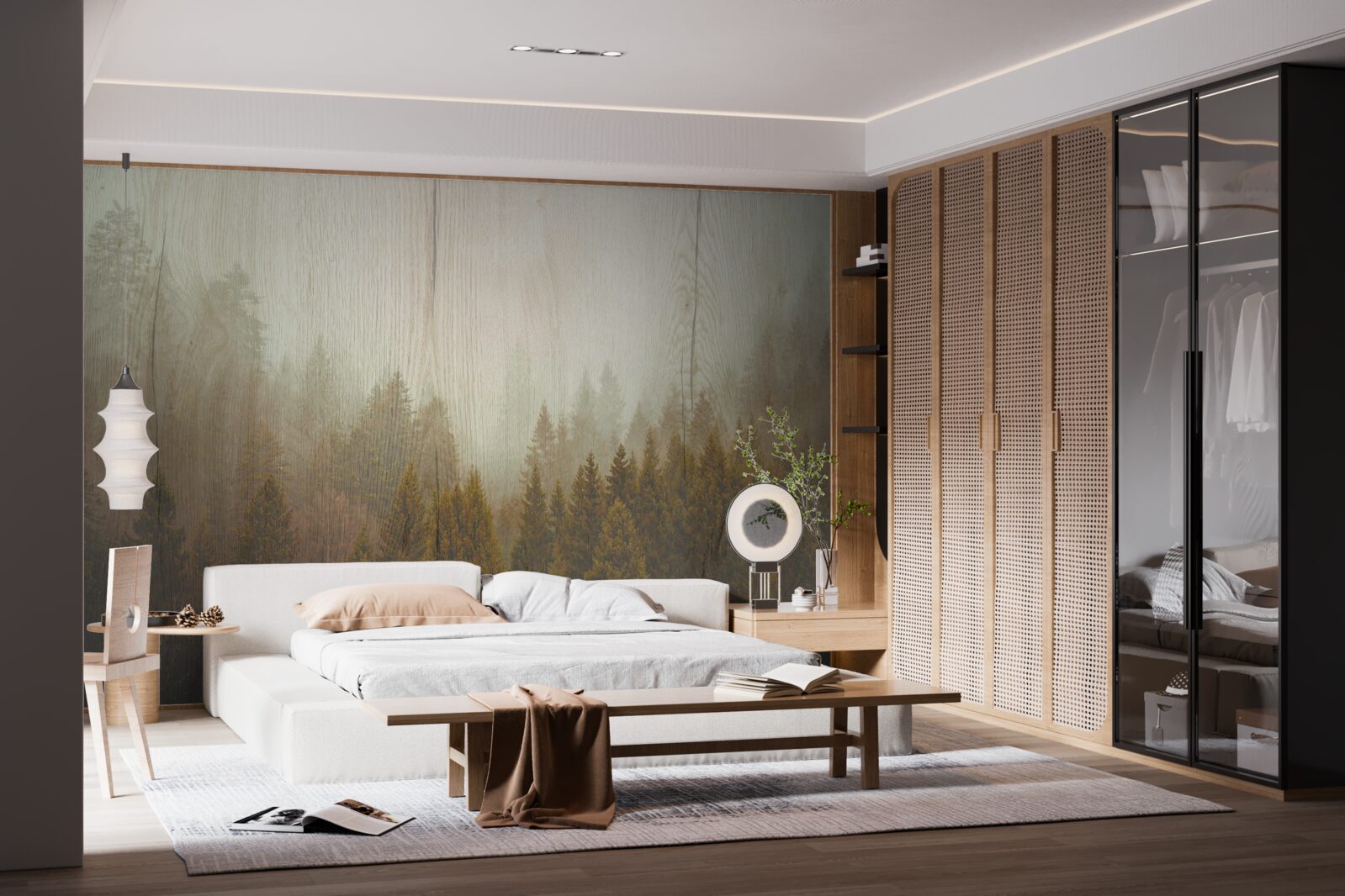 Fototapeta hmlistý les na jeseň