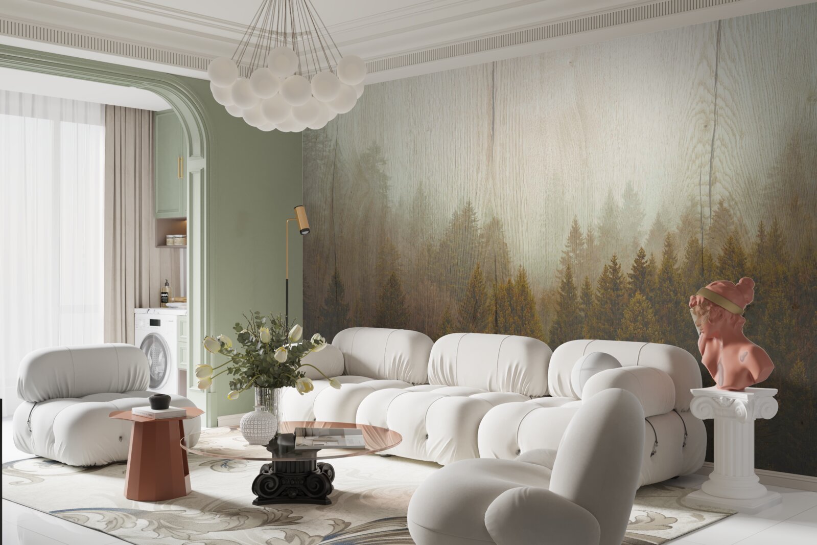 Fototapeta hmlistý les na jeseň