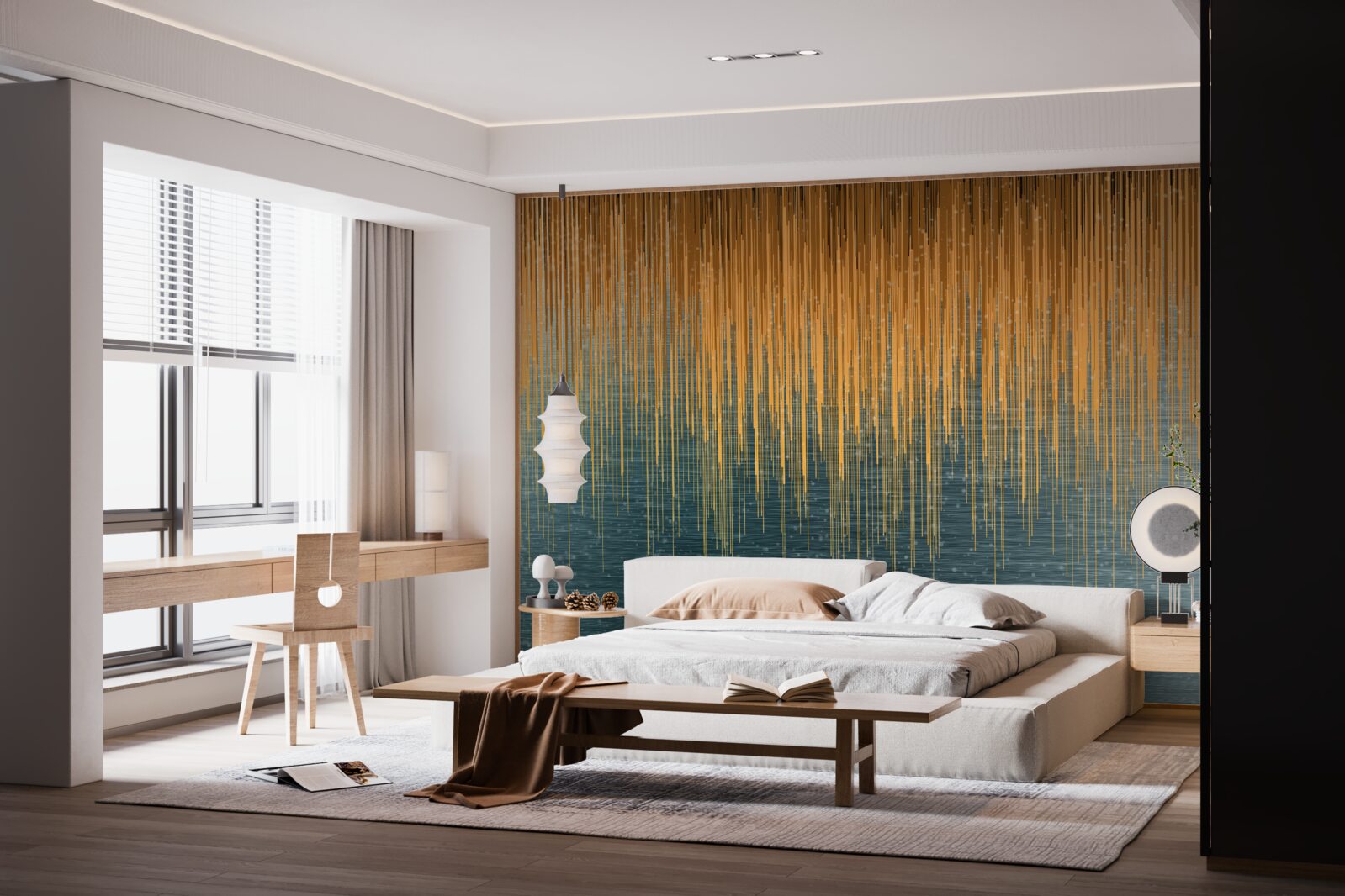 Fototapeta vŕbové konáre v jesennom šate nad vodnou hladinou