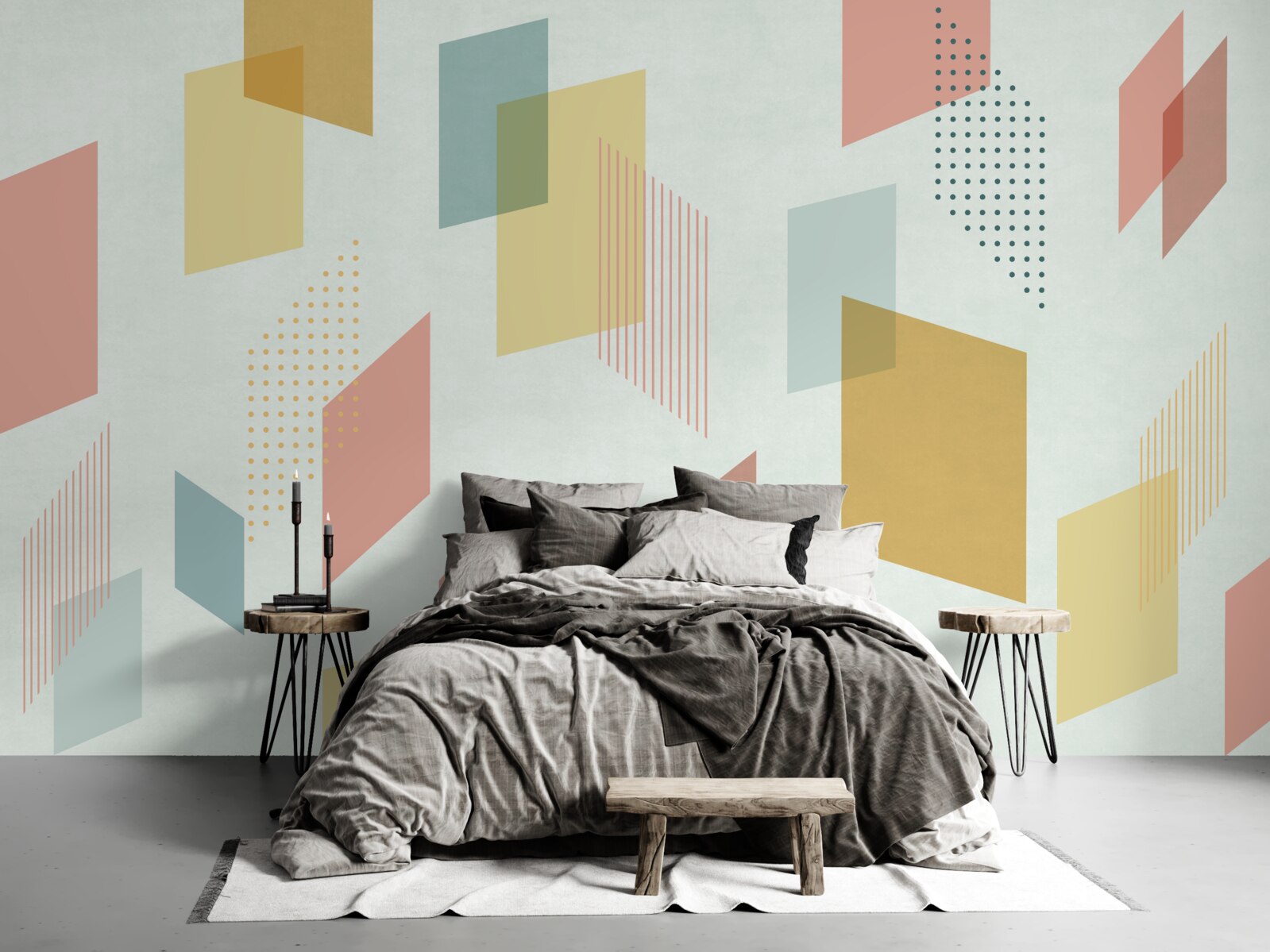 Fototapeta obdĺžniky plávajúce vo vzduchu, maľované v rôznych farbách