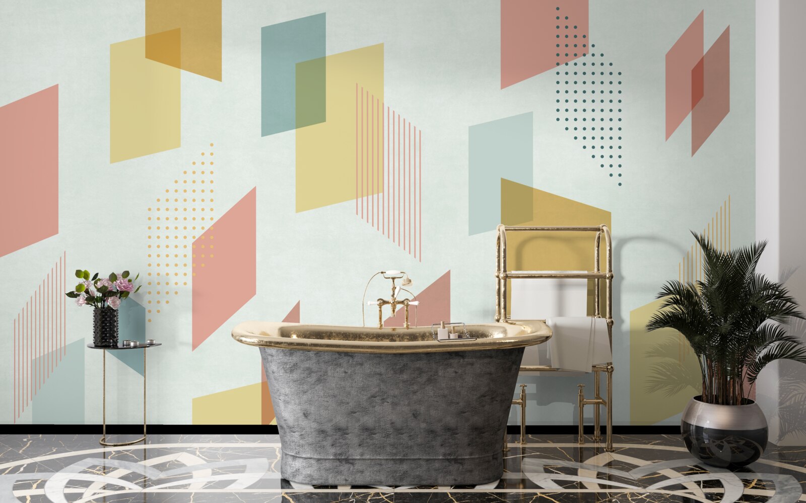 Fototapeta obdĺžniky plávajúce vo vzduchu, maľované v rôznych farbách