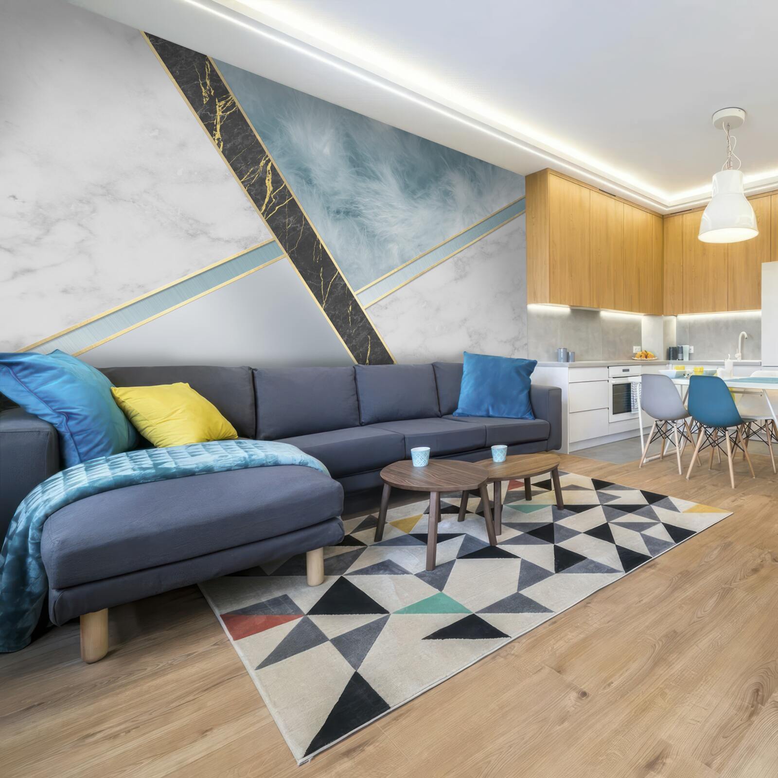 Fototapeta mramor v odtieňoch sivej a modrej s čiernym prvkom