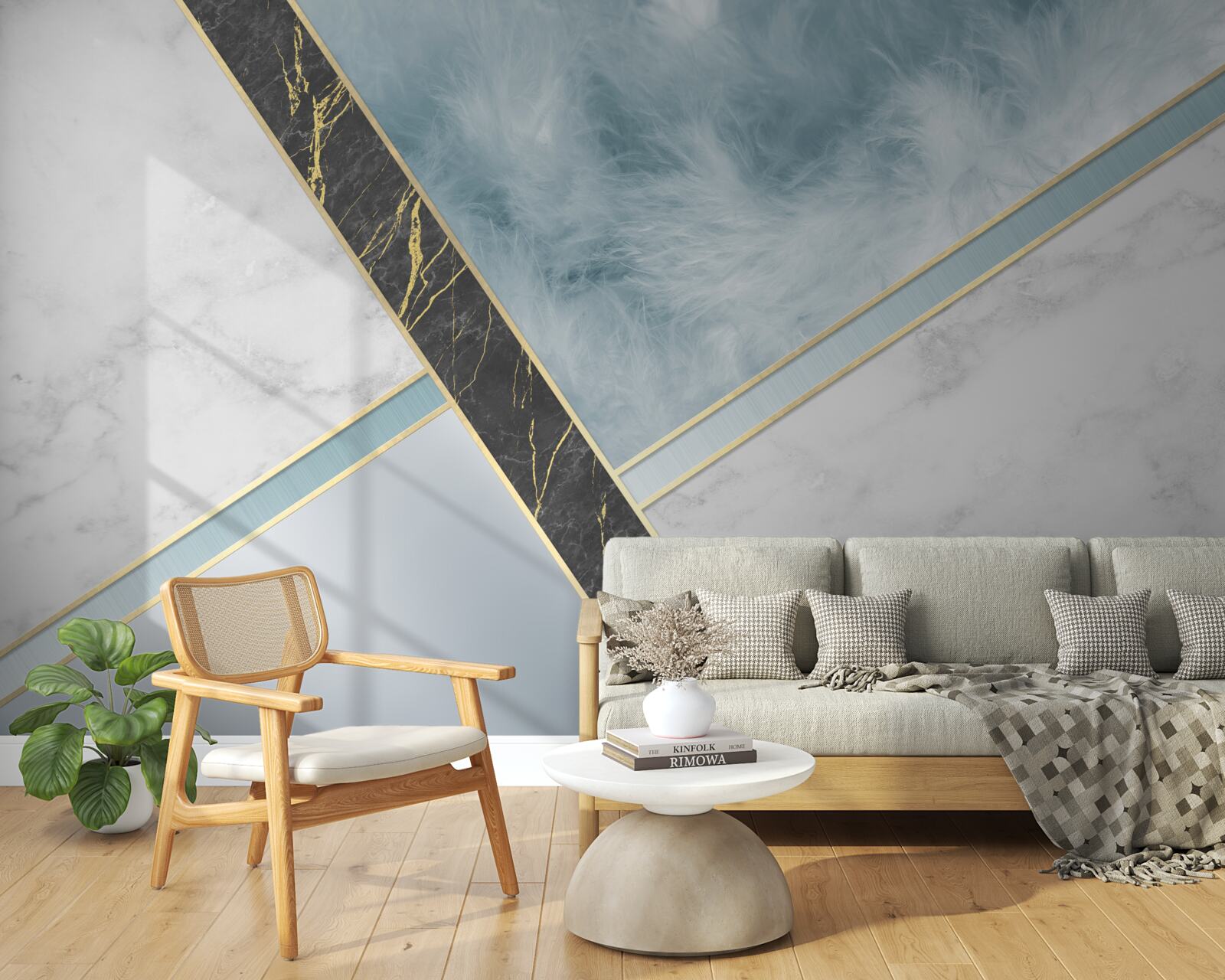 Fototapeta mramor v odtieňoch sivej a modrej s čiernym prvkom