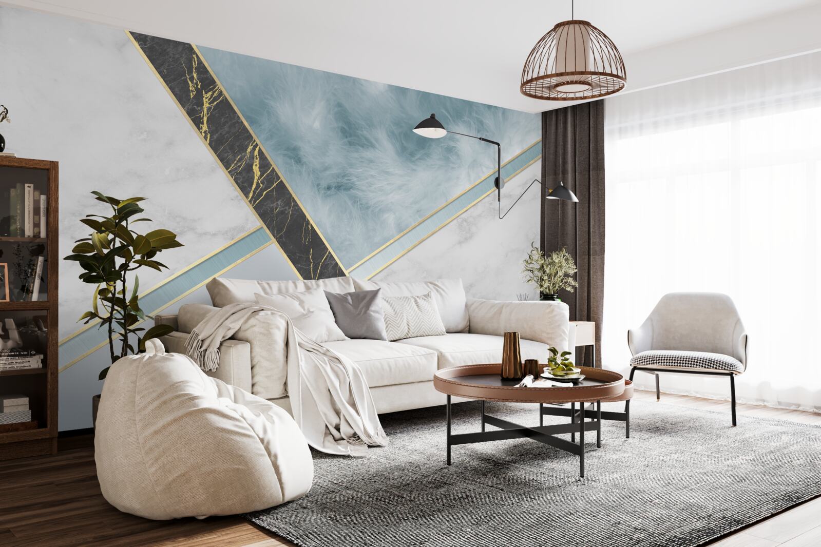 Fototapeta mramor v odtieňoch sivej a modrej s čiernym prvkom