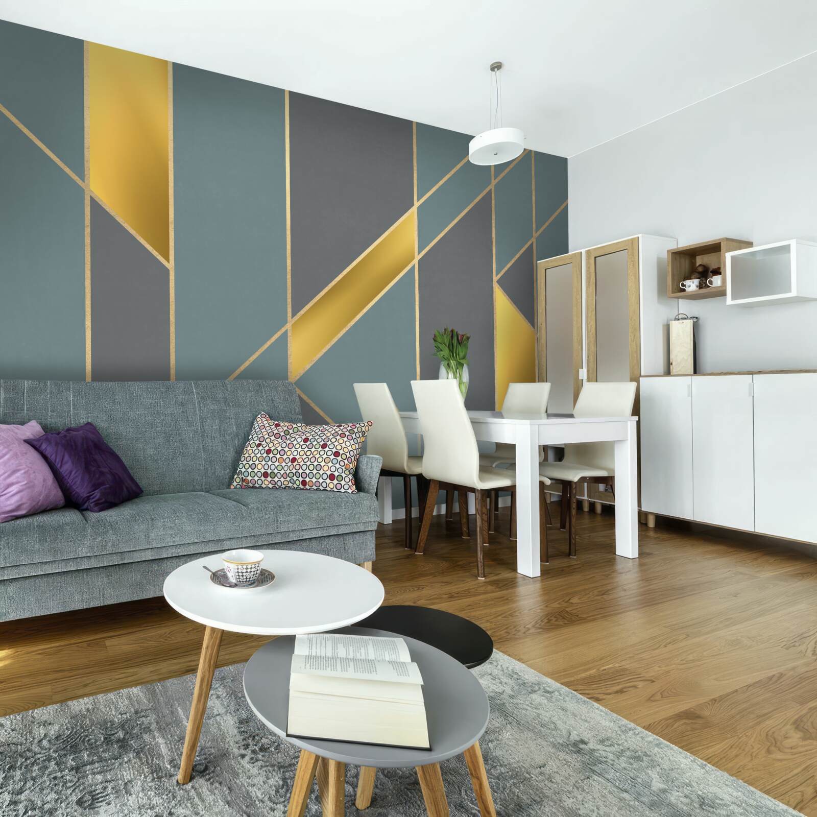 Fototapeta modré figúrky so zlatými akcentmi