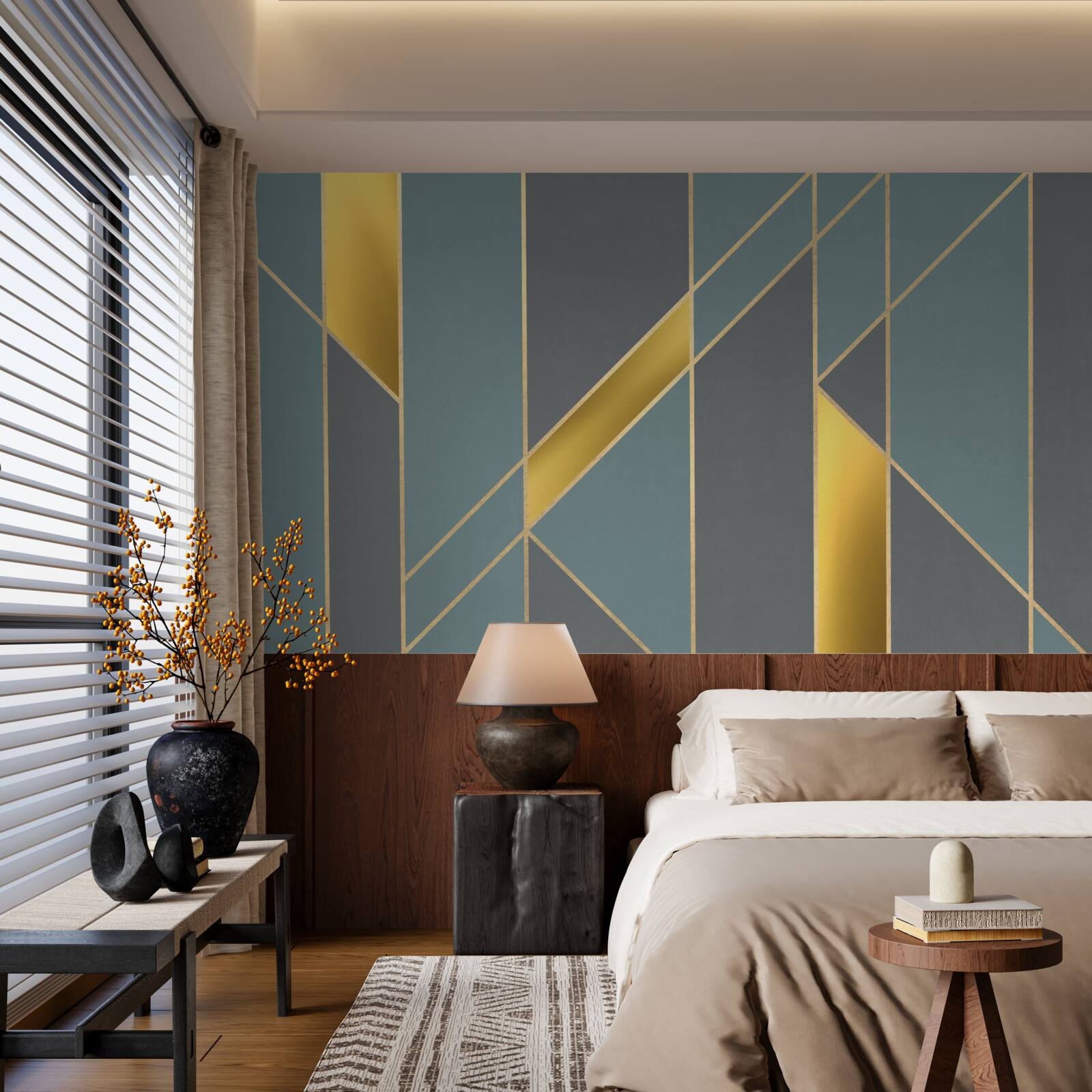 Fototapeta modré figúrky so zlatými akcentmi