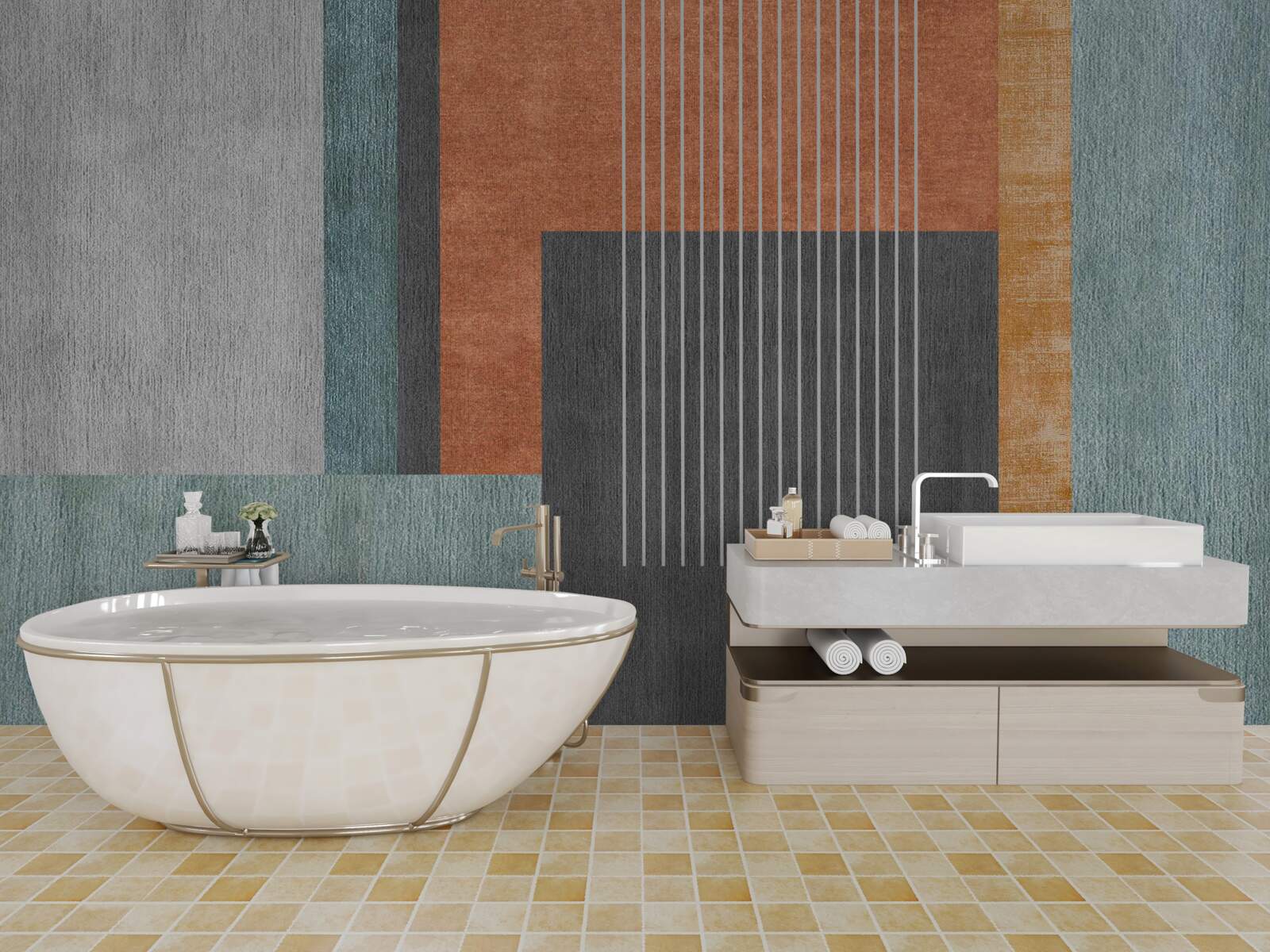 Fototapeta obdĺžniky v pastelových odtieňoch a čiary orientované vertikálne