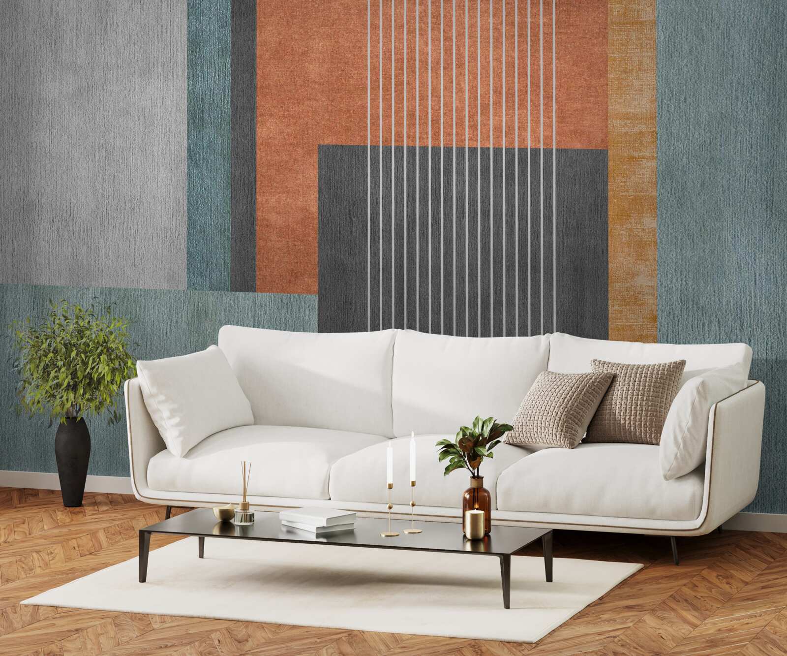 Fototapeta obdĺžniky v pastelových odtieňoch a čiary orientované vertikálne