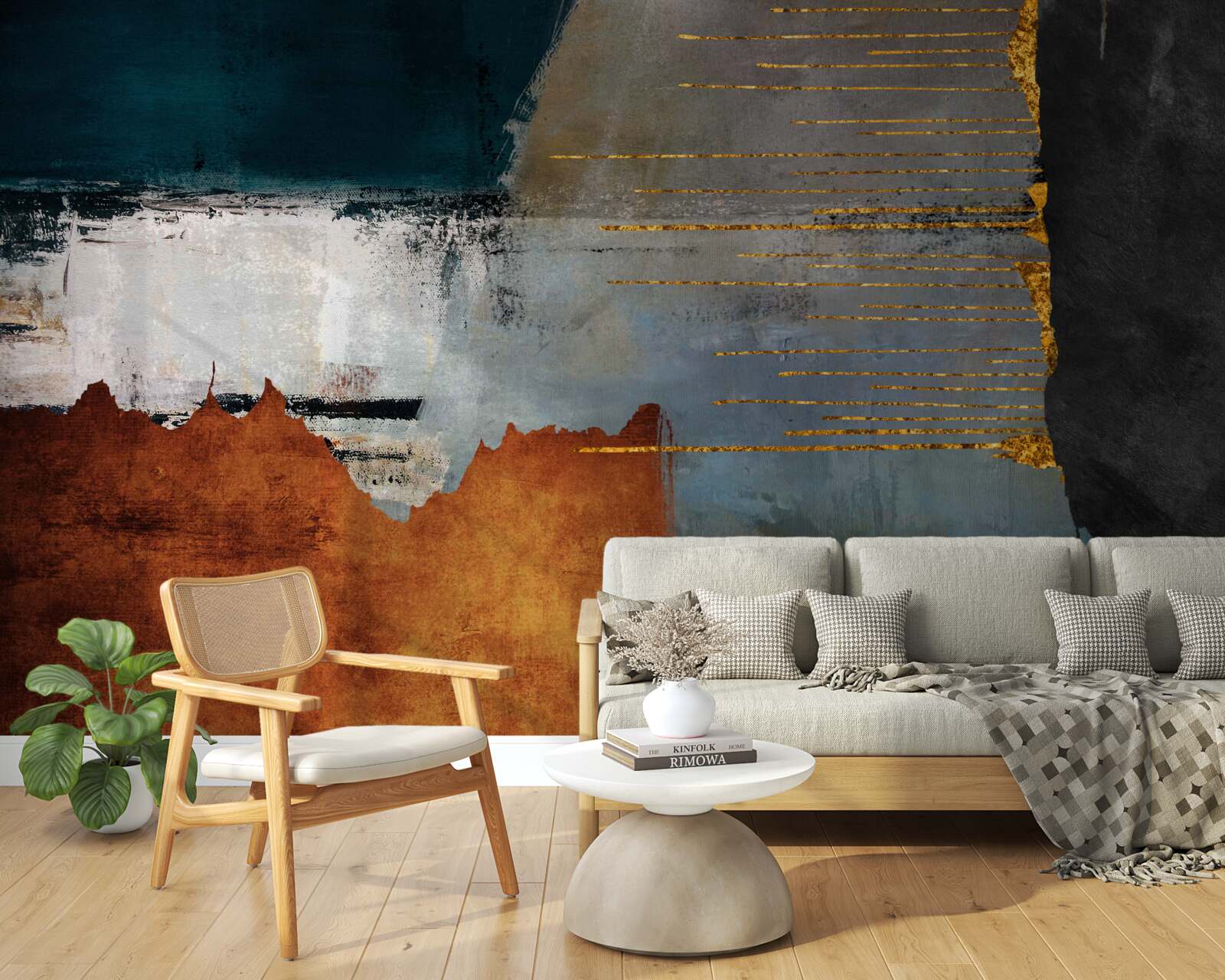 Fototapeta Farebné pozadie je zdobené zlatými linkami