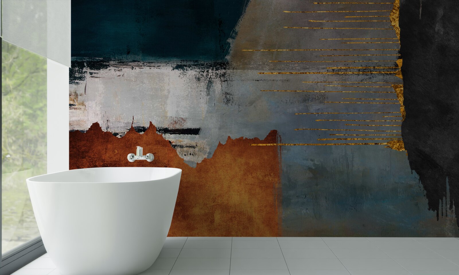 Fototapeta Farebné pozadie je zdobené zlatými linkami