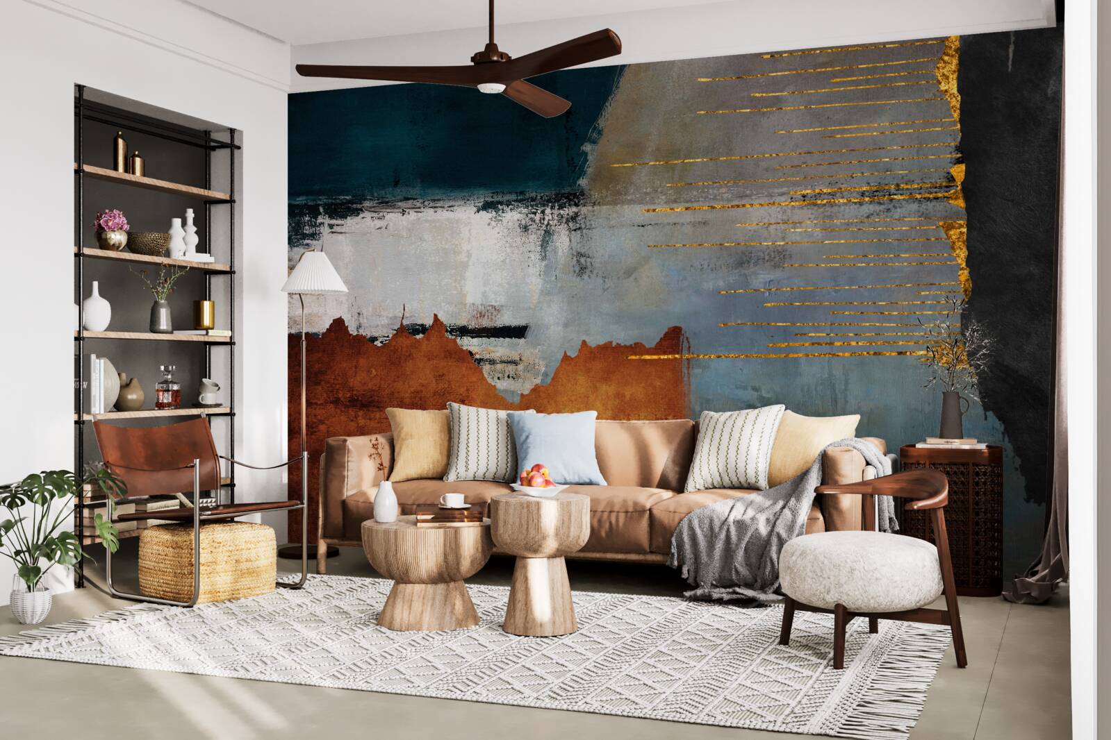 Fototapeta Farebné pozadie je zdobené zlatými linkami