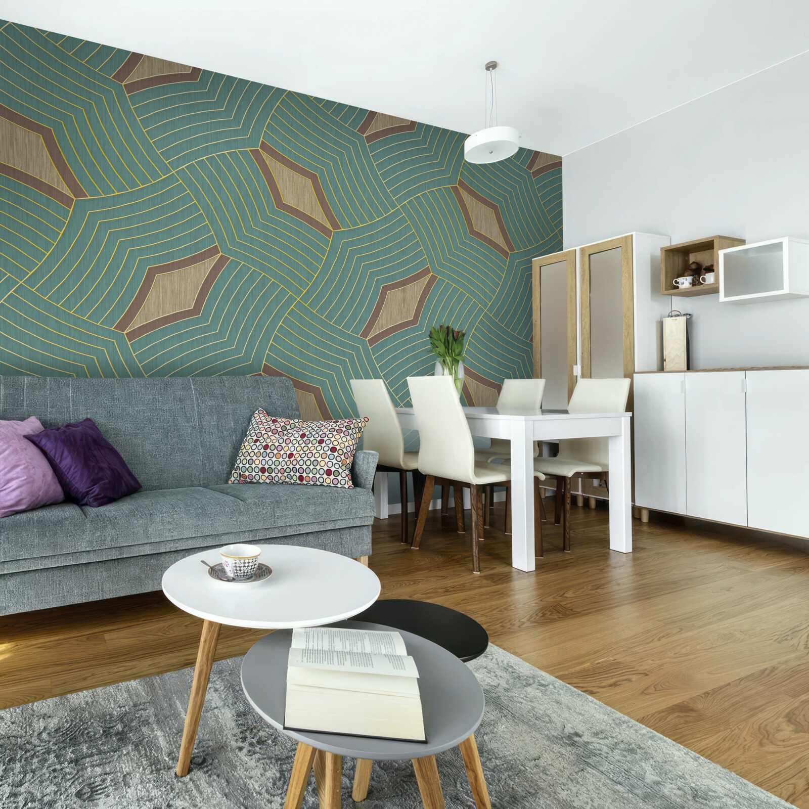 Fototapeta pokojné kontúry na azúrovom pozadí