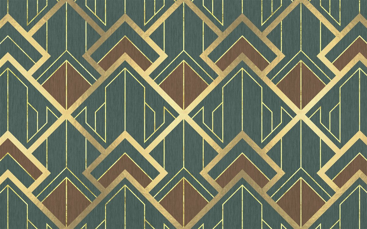 Fototapeta dizajn pozostávajúci z rôznych tvarov a zlatých línií