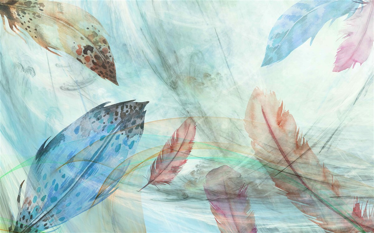 Fototapeta svetlé pierka maľované vodovými farbami