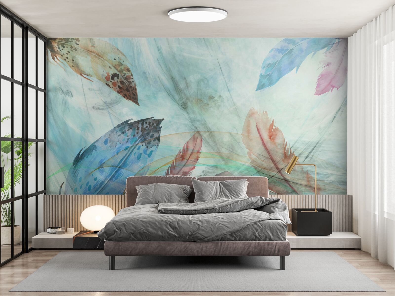 Fototapeta svetlé pierka maľované vodovými farbami