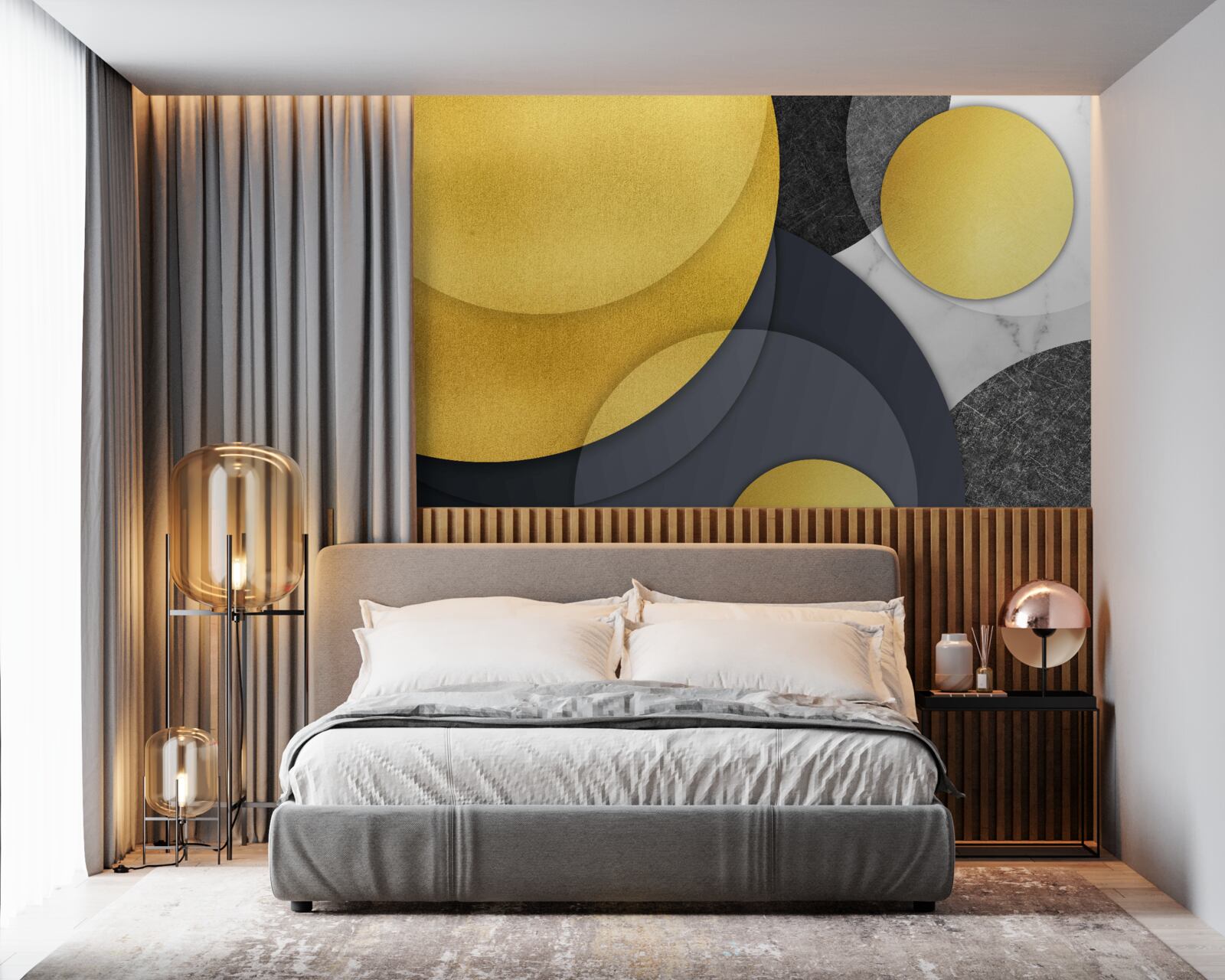 Fototapeta zlaté gule vznášajúce sa vo vzduchu