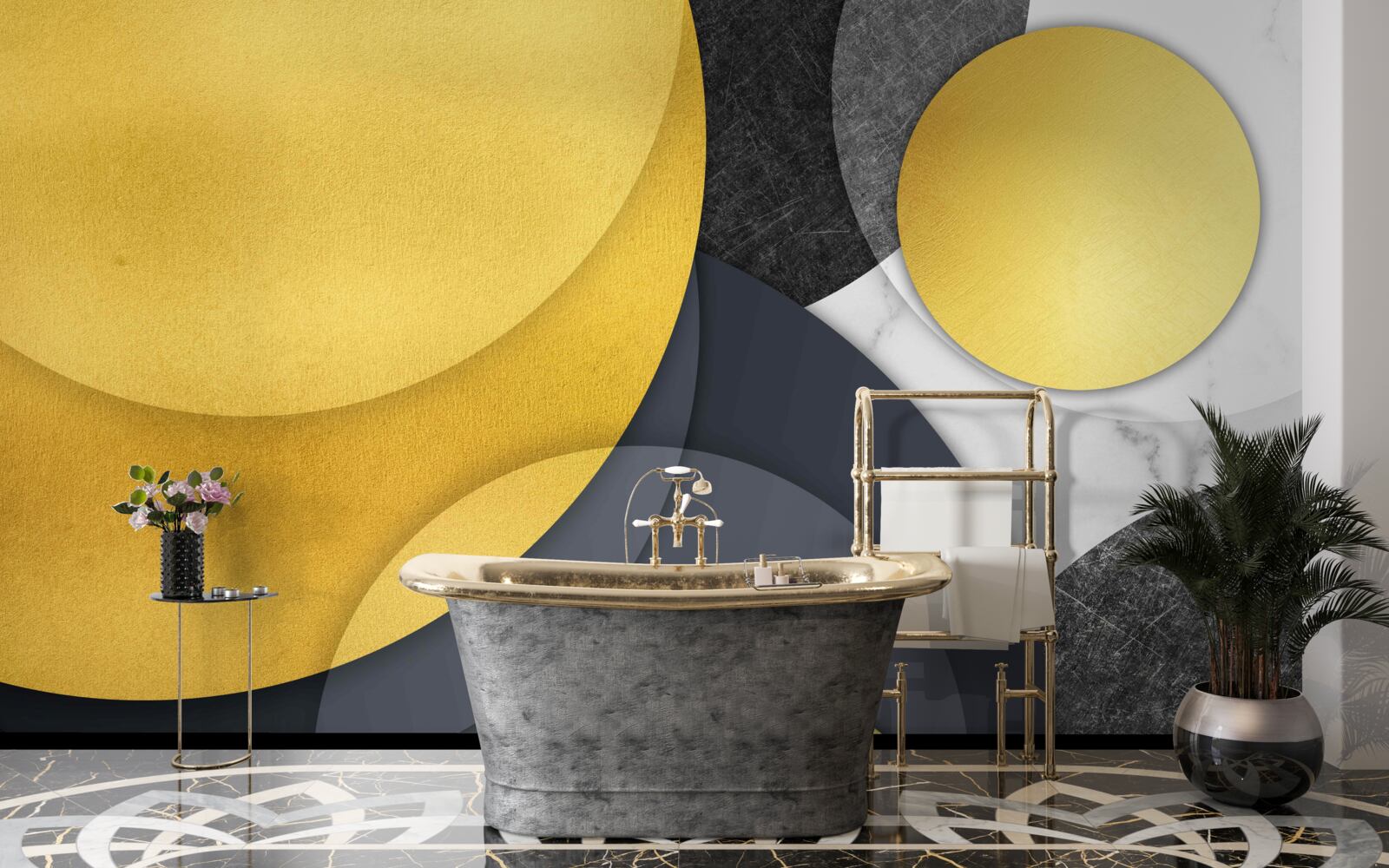 Fototapeta zlaté gule vznášajúce sa vo vzduchu