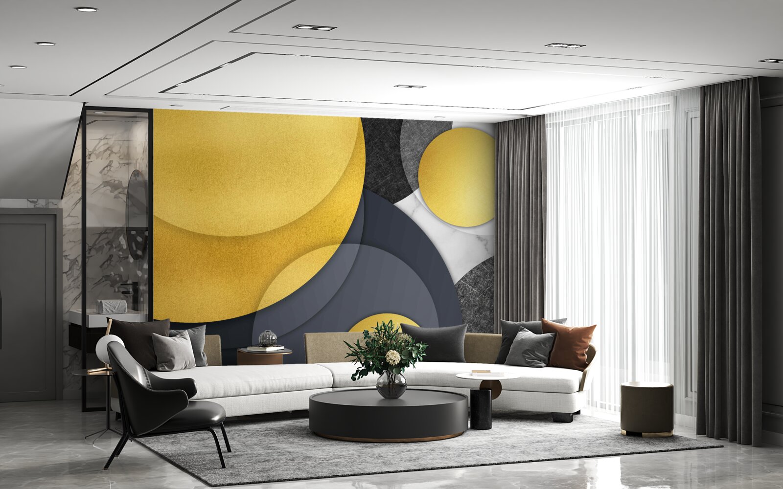 Fototapeta zlaté gule vznášajúce sa vo vzduchu