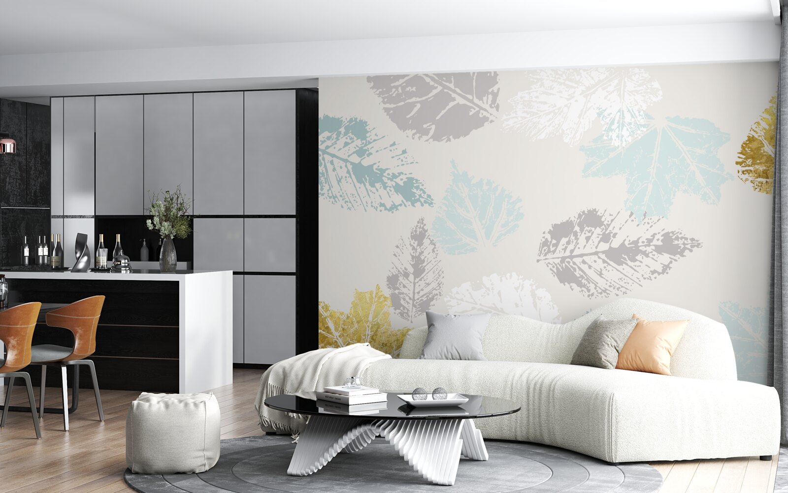 Fototapeta jesenné lístie zanecháva svoje stopy na laku