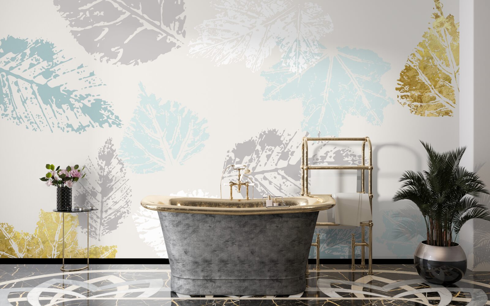 Fototapeta jesenné lístie zanecháva svoje stopy na laku