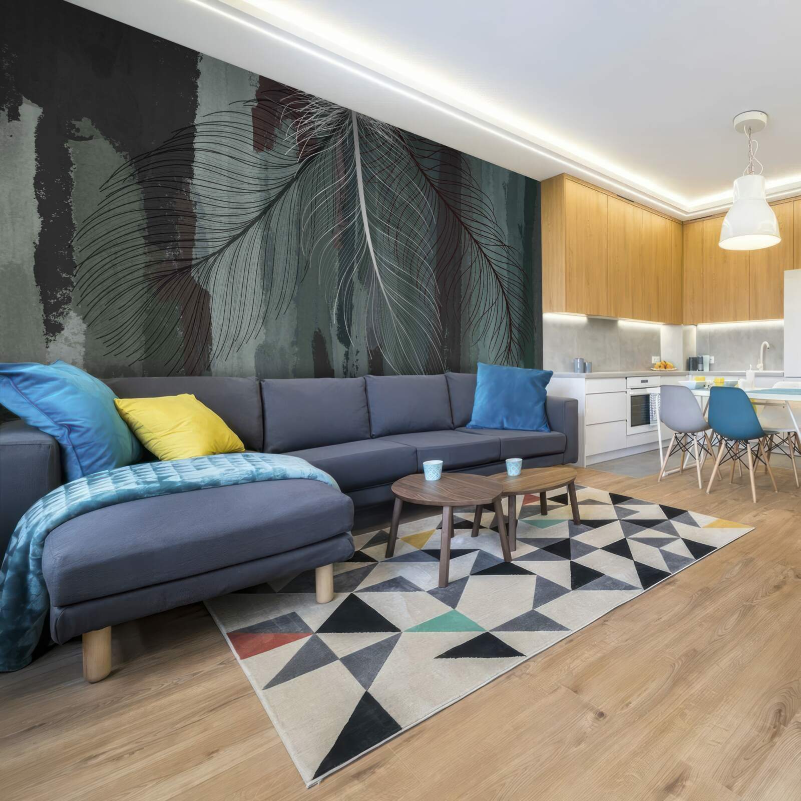 Fototapeta tmavé pozadie je zdobené tropickým perím