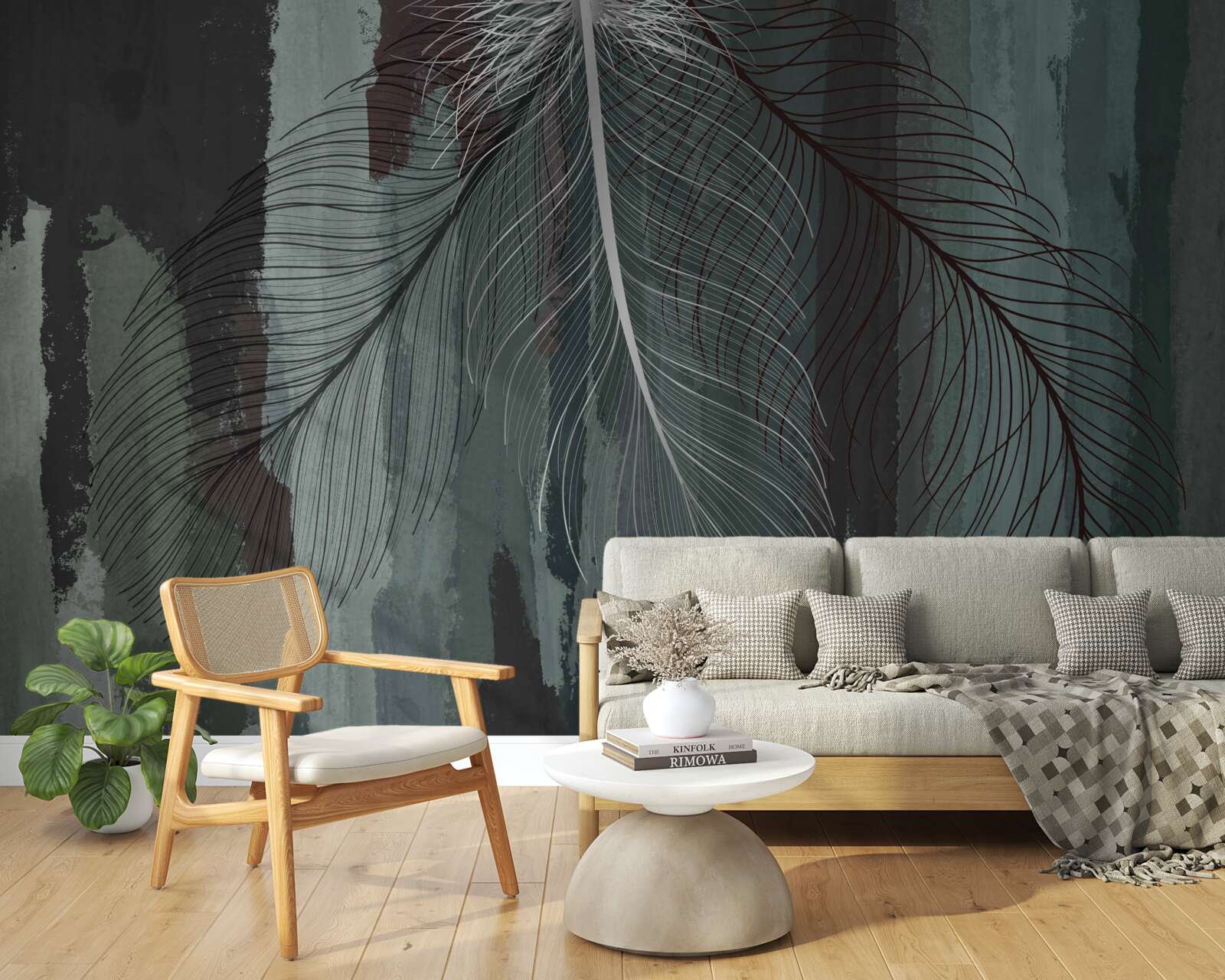 Fototapeta tmavé pozadie je zdobené tropickým perím