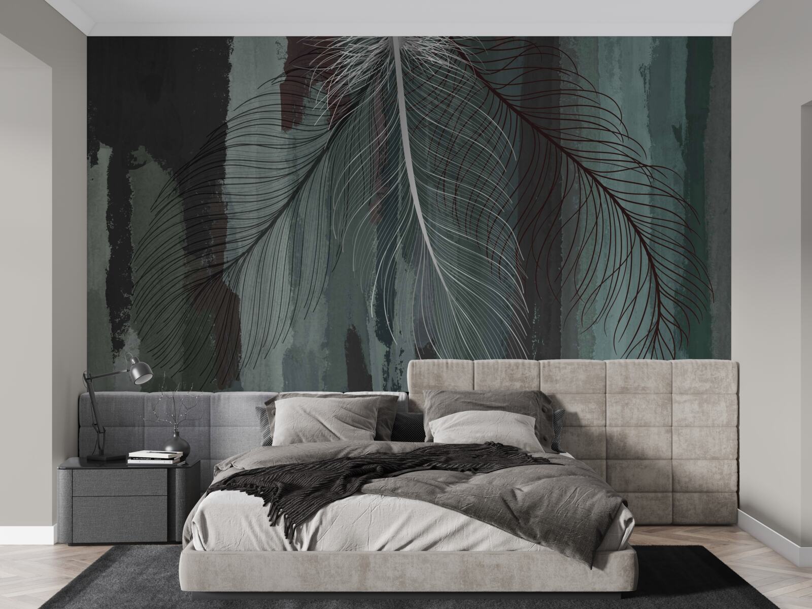 Fototapeta tmavé pozadie je zdobené tropickým perím