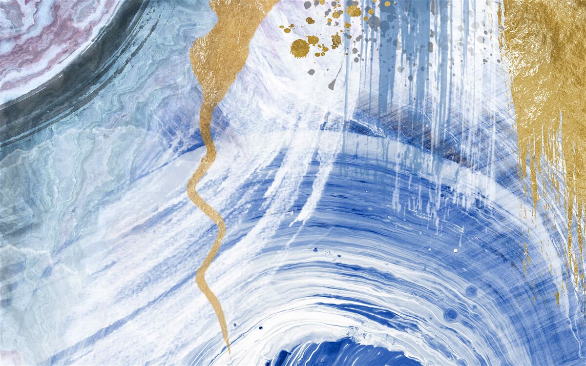 Fototapeta hnedé prúdy na pozadí modrých škvŕn