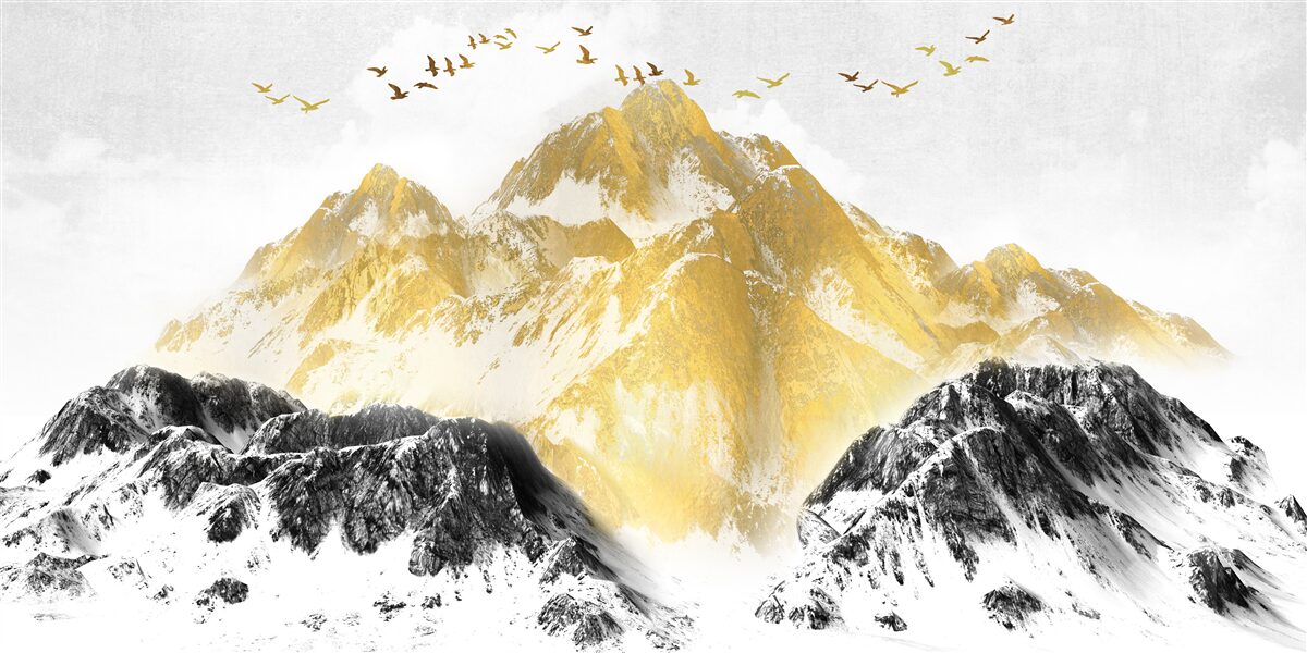 Fototapeta pohoria so zlatými štítmi