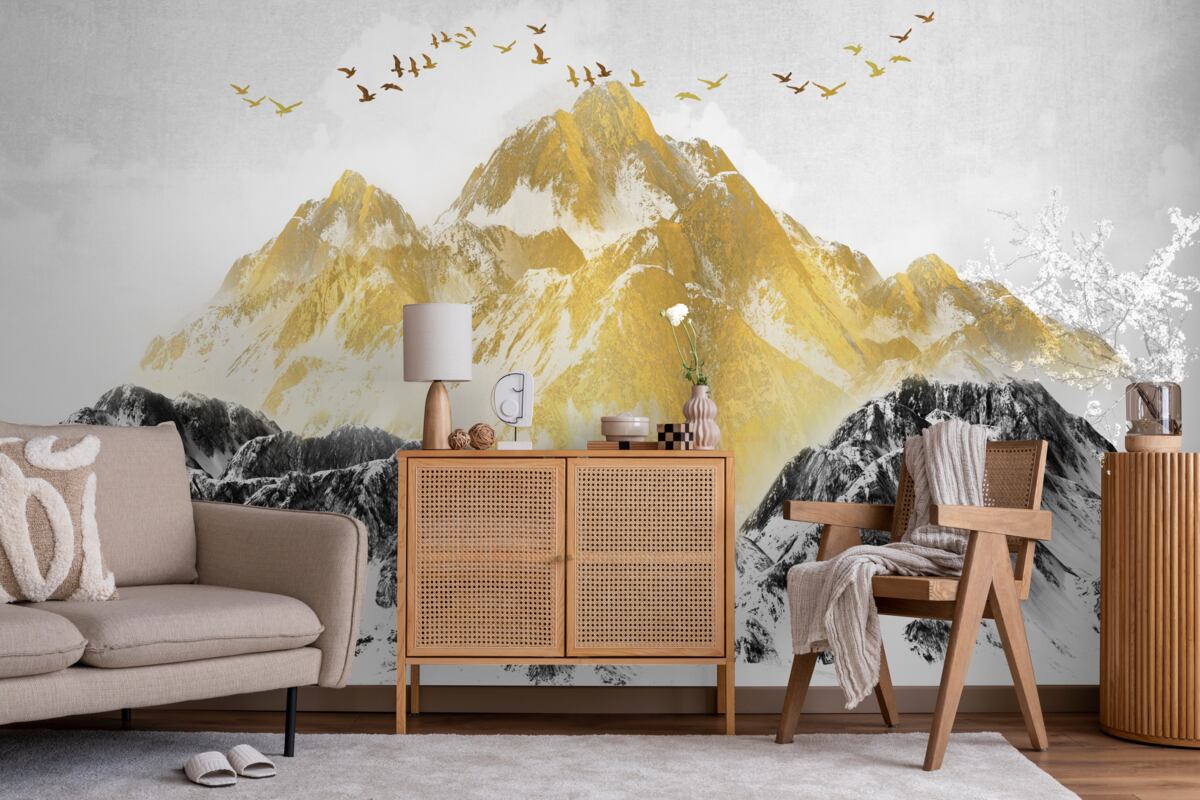 Fototapeta pohoria so zlatými štítmi