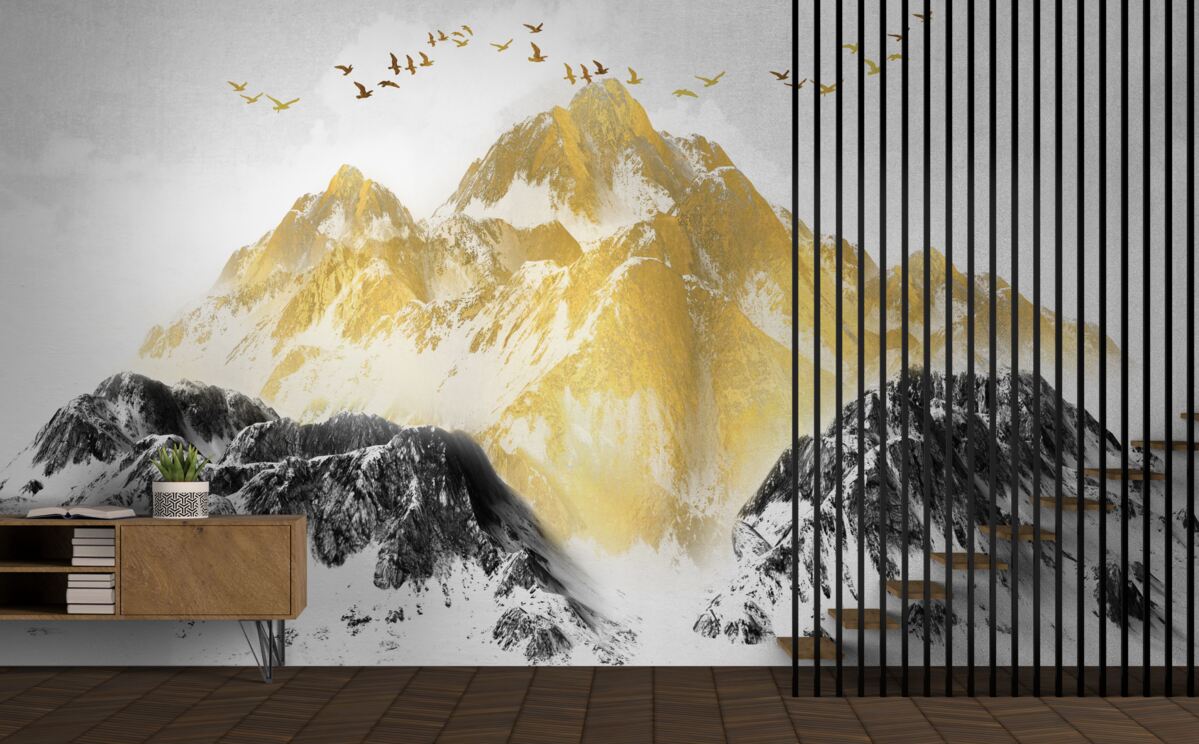 Fototapeta pohoria so zlatými štítmi