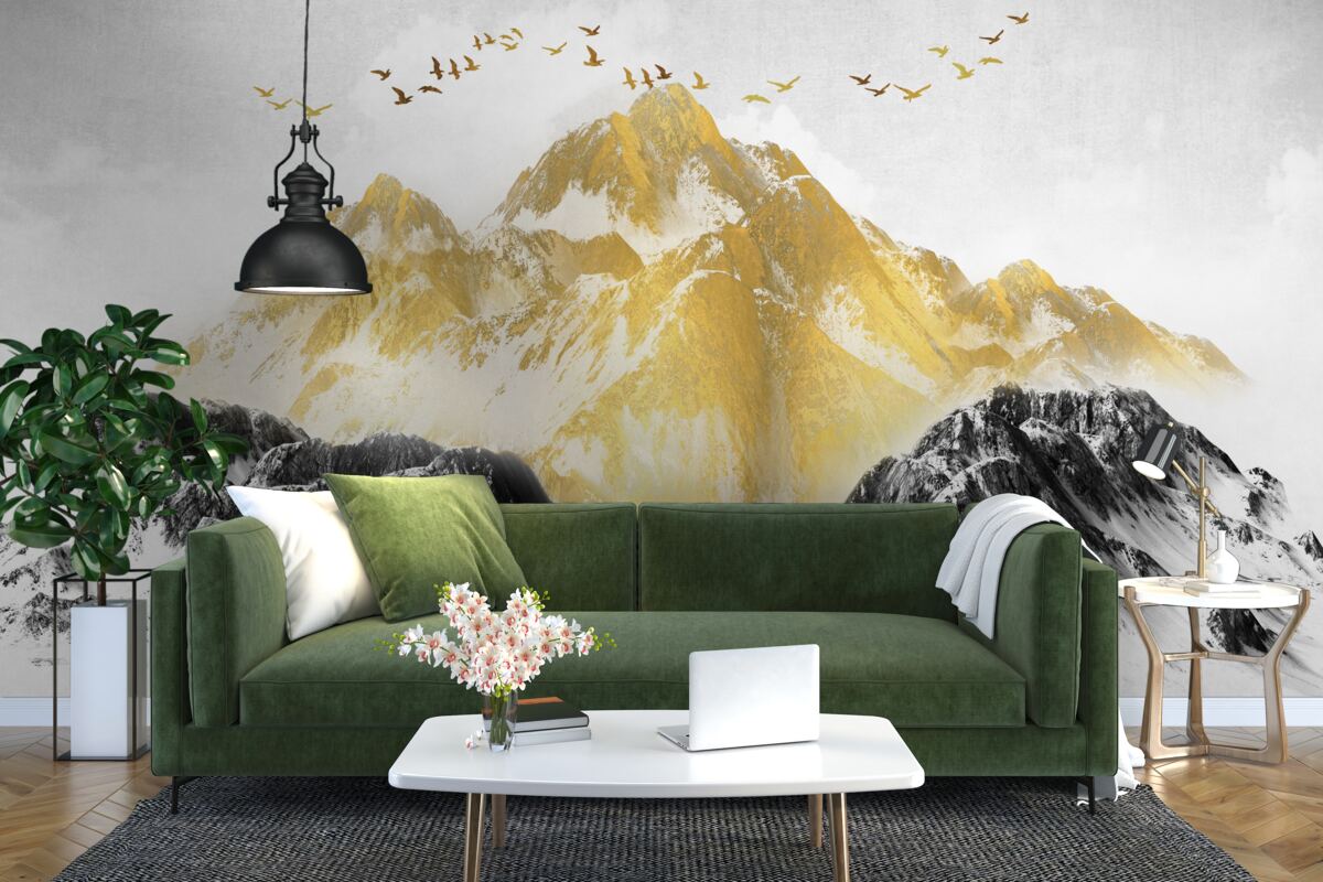 Fototapeta pohoria so zlatými štítmi