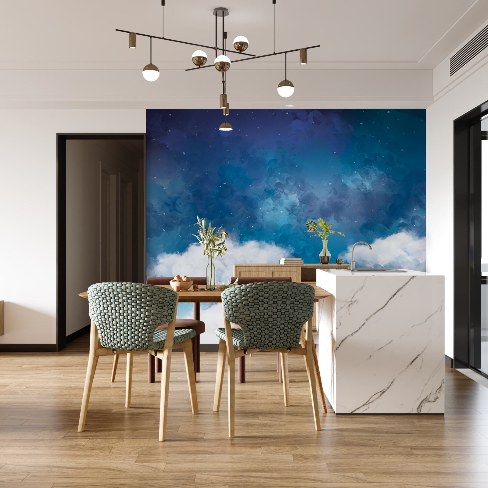 Fototapeta hviezdna obloha posiata mrakmi v noci