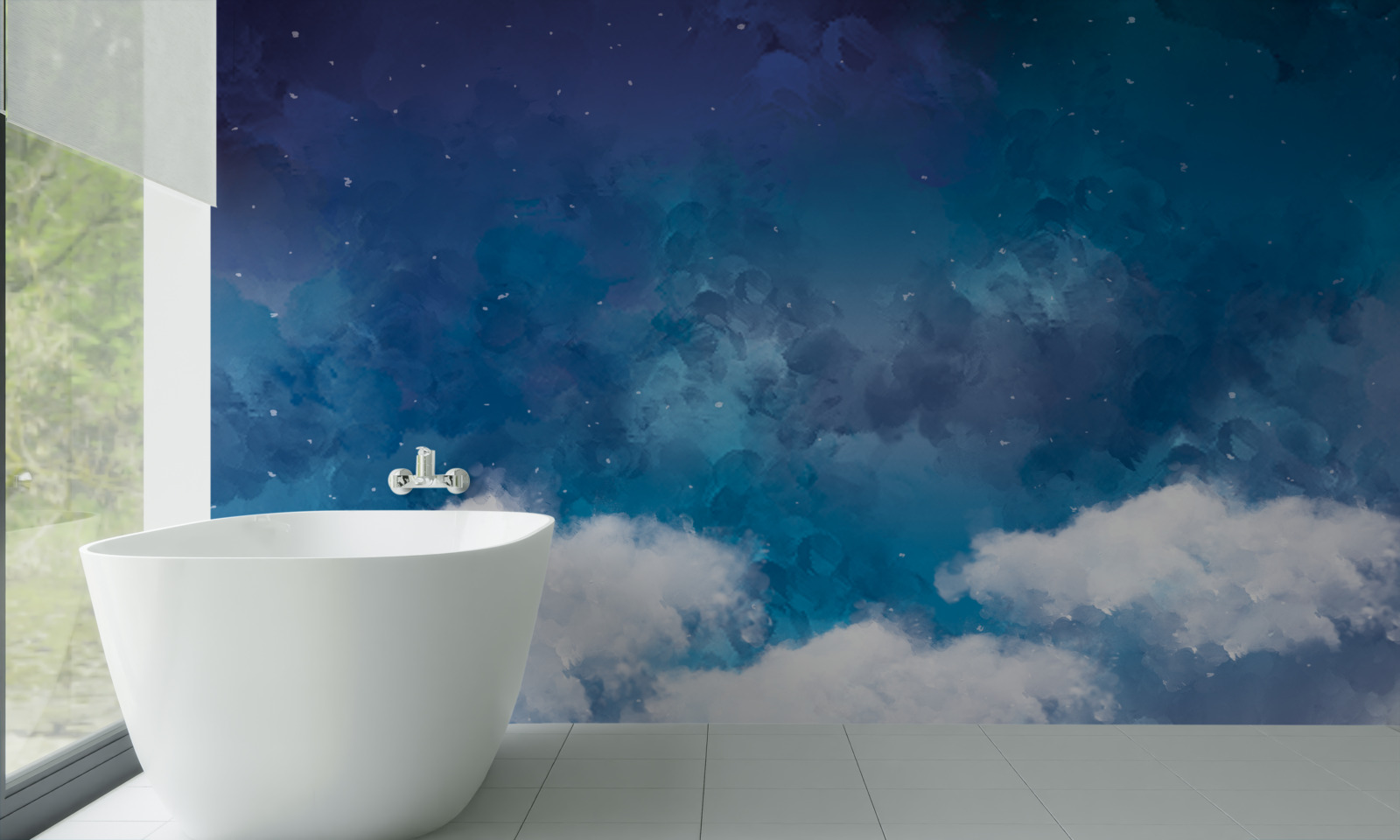 Fototapeta hviezdna obloha posiata mrakmi v noci