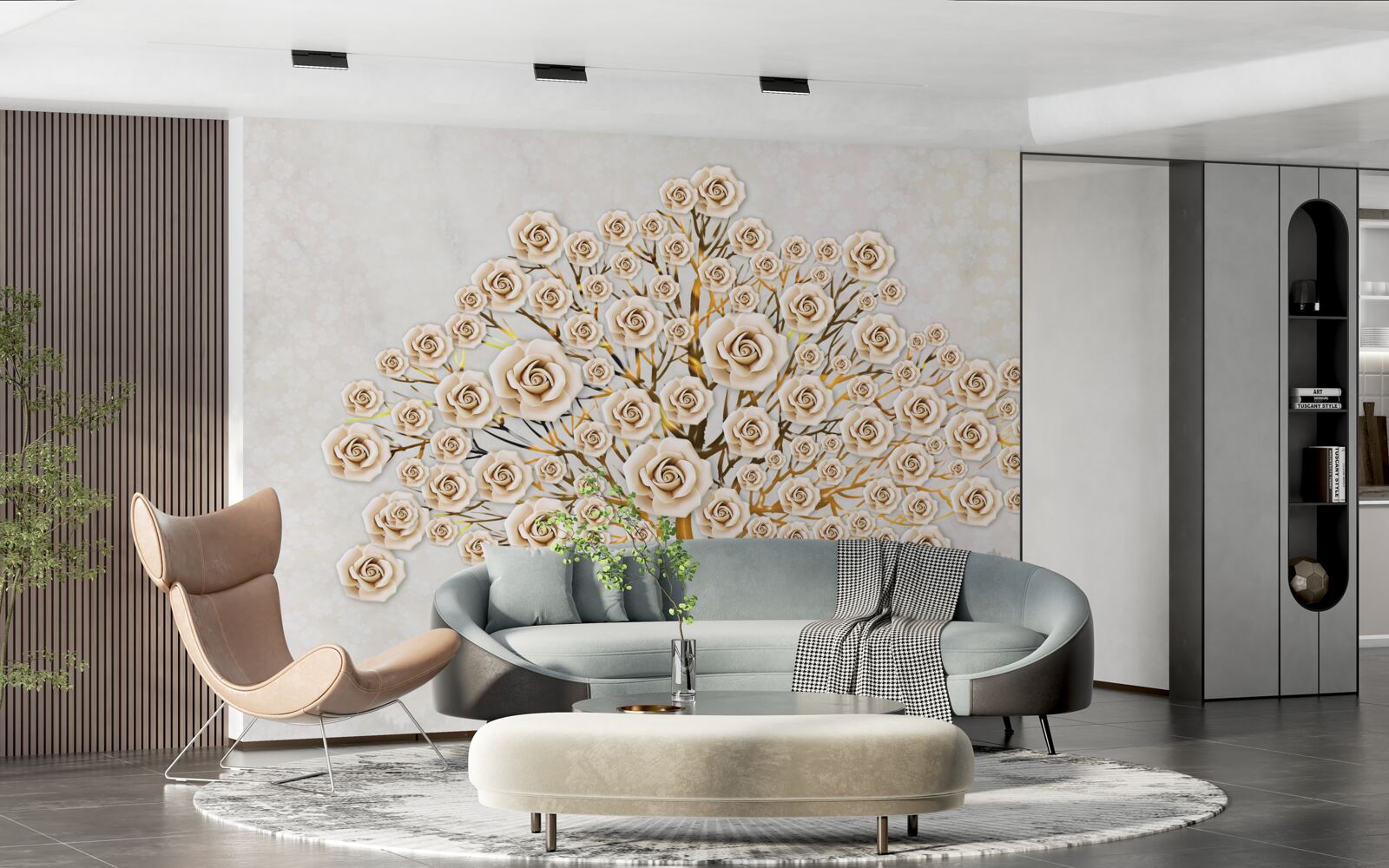 Fototapeta strom je tvorený svetloružovými púčikmi