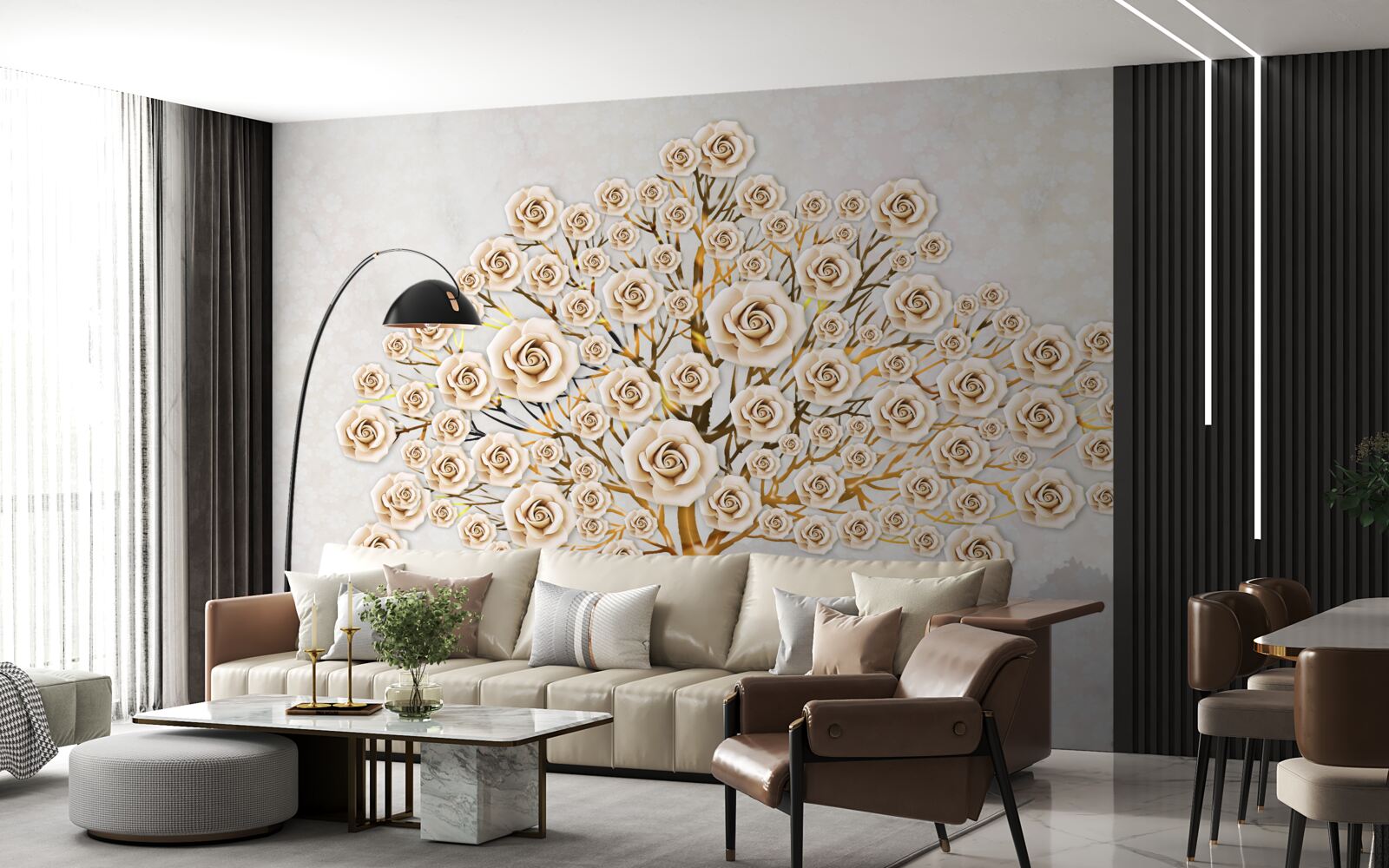 Fototapeta strom je tvorený svetloružovými púčikmi