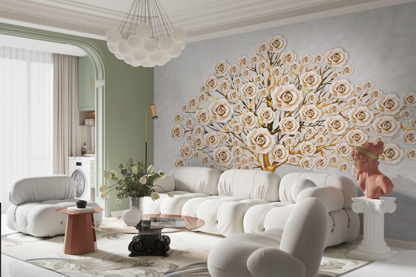 Fototapeta strom je tvorený svetloružovými púčikmi