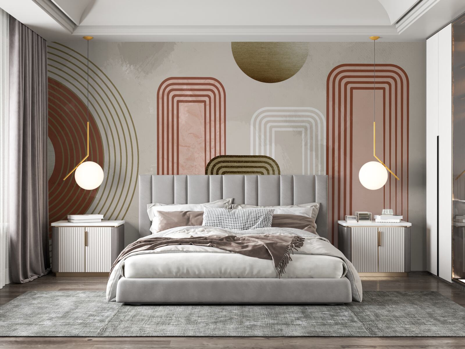 Fototapeta mäkké krivky na sivom pozadí