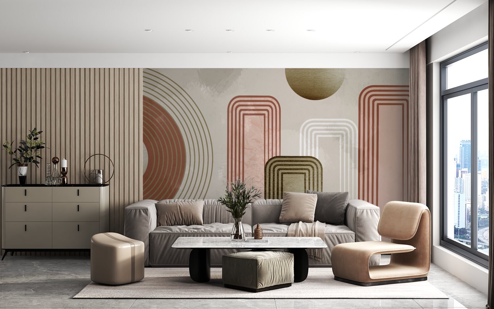 Fototapeta mäkké krivky na sivom pozadí