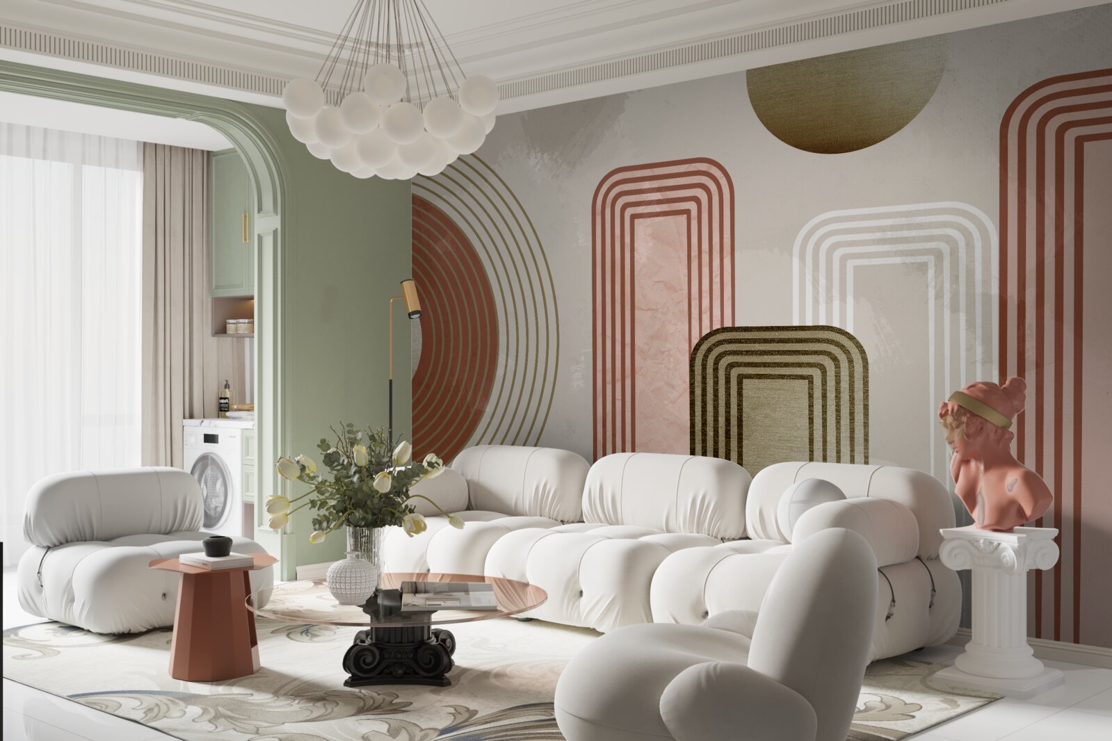 Fototapeta mäkké krivky na sivom pozadí