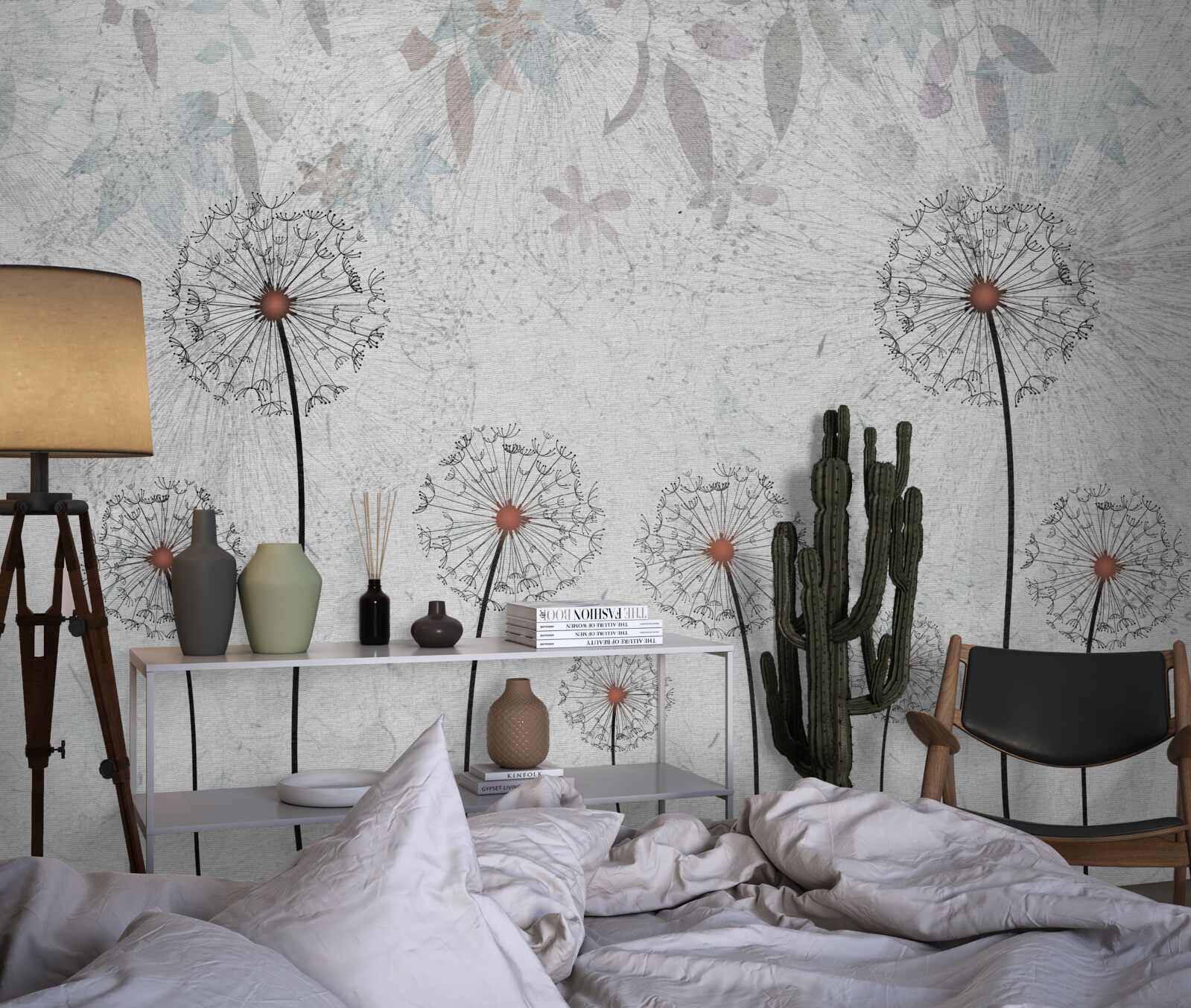 Fototapeta slabé púpavy na sivom pozadí